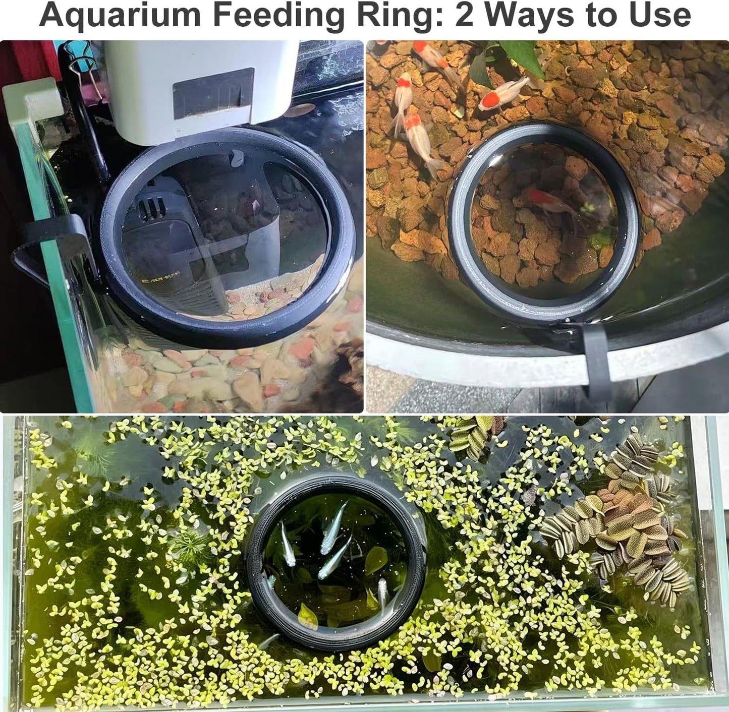 Clip On Fish Feeding Ring, Floating Aquarium Feeder, Non-Shedding Fish Food Holder for Betta Goldfish Guppy Turtle