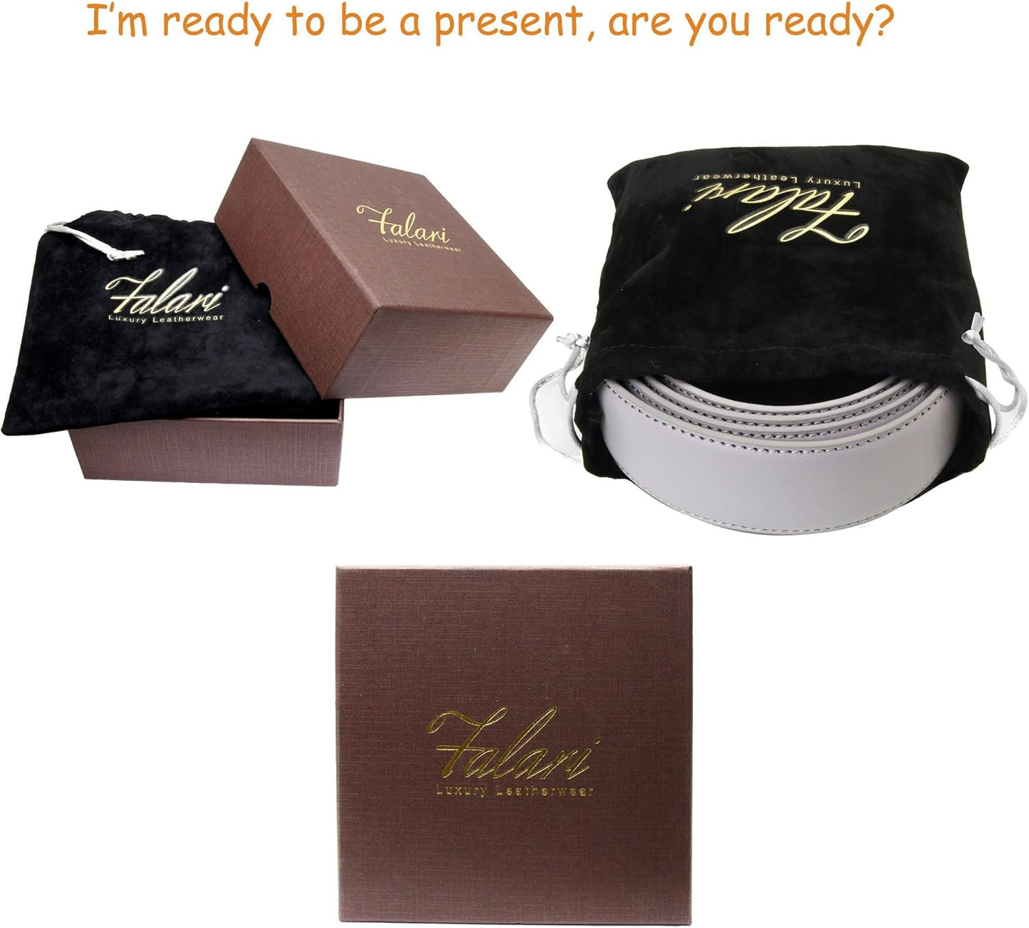 Falari Men Unisex Genuine Leather Ratchet Dress and Casual Belt, Automatic Sliding Buckle, Trim to Fit