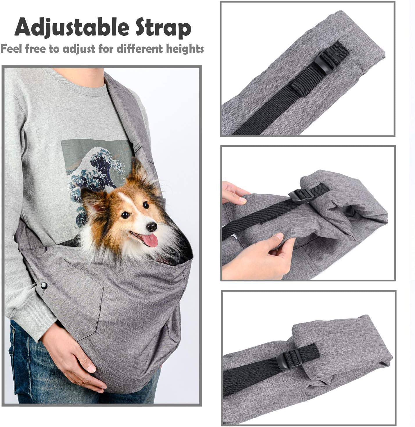 ARELLA Dog Sling Carrier for Small Dog Sling Carrier 5-15 lbs with Comfortable Adjustable Padded Shoulder Breathable Mesh for Travel Hands Free Daily Walk Outdoor Activities PDS08G