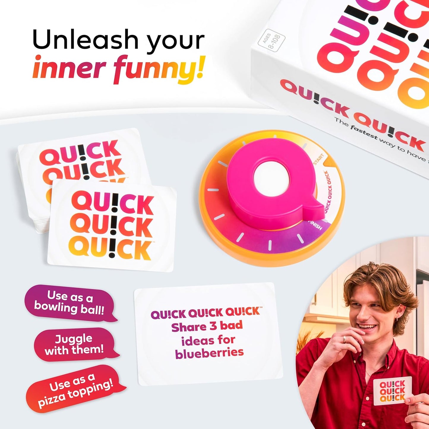 Quick Quick Quick by Relatable, Unleash Your Inner Funny with The Ultimate Party Games, Easter Family Game Night, Adult & Kids Games, The Fastest Way to Have Fun, Ages 8 to 108 – Easter Basket Gift