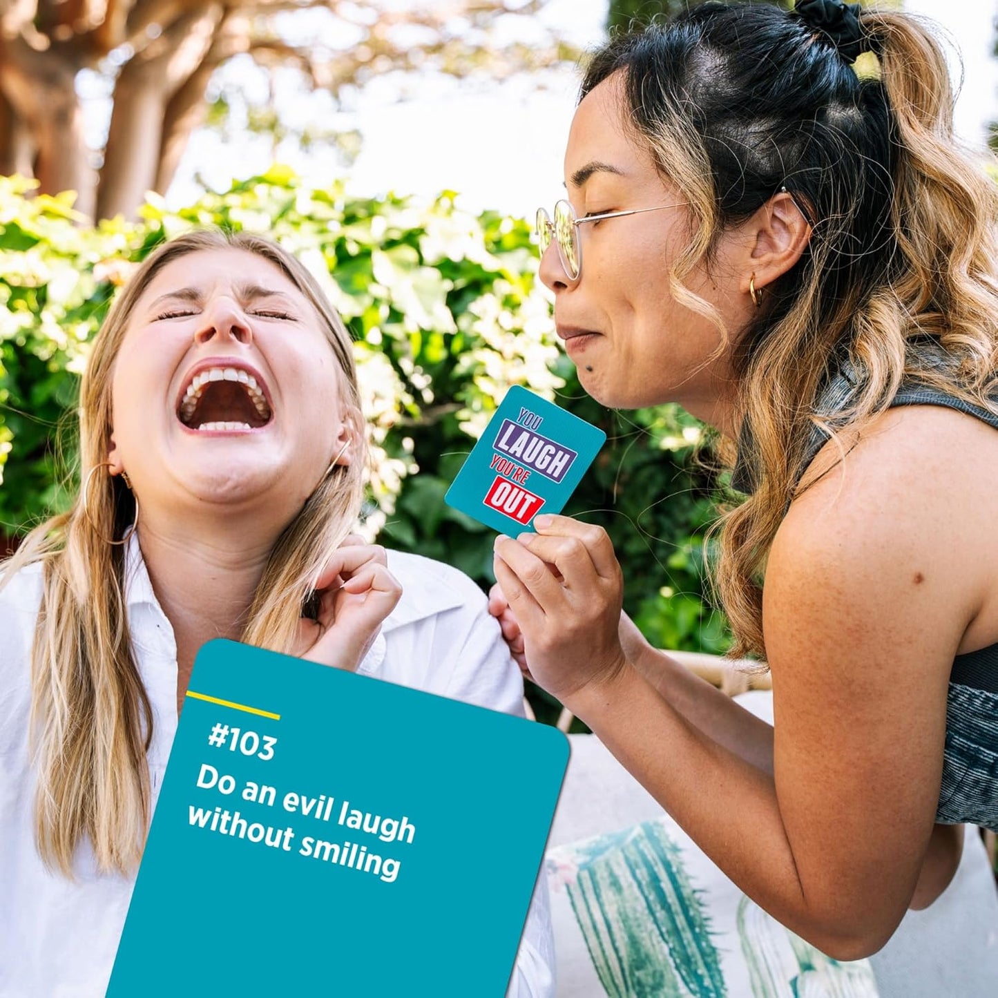 You Laugh You're Out [A Party Game with Hilarious Charades Family Card Games for Adults & Teens, 125 Prompt Cards Fun for Family Game Nights, Easter Basket Stuffers, Gatherings, & Parties Ages 14+]