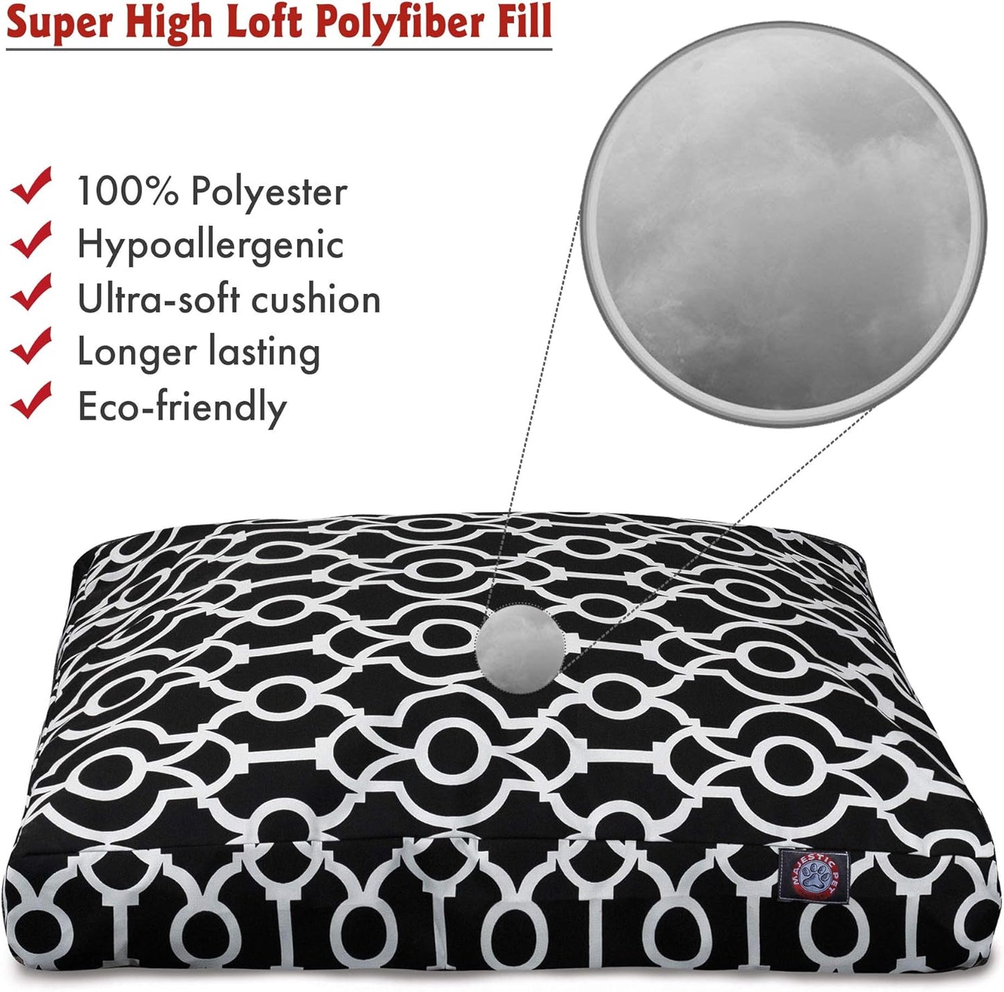 Majestic Pet Athens Black Large Rectangle Pet Bed