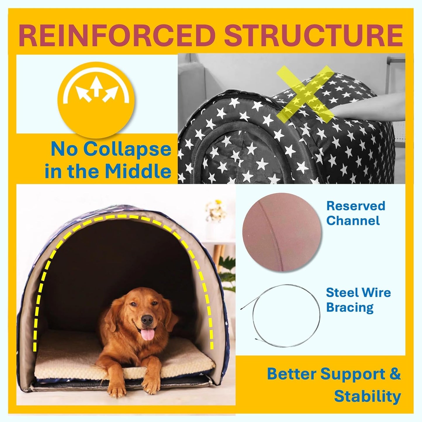2 in 1 Extra Large Pet Winter House Convertible to Bed with Warm Cushion Mat, 2 Way Indoor Outdoor Warm Dog House Bed, Removable Washable Cover (XL Starry Sky)