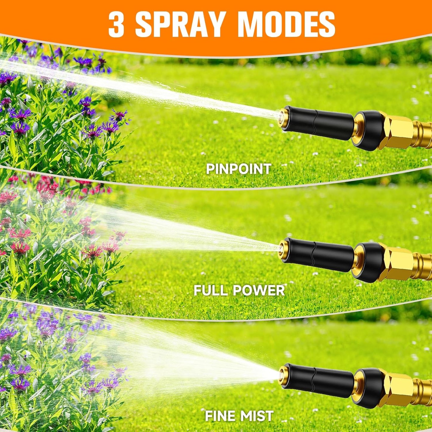 Expandable Metal Garden Hose 50 FT - 304 Stainless Steel Water Hose 50 FT - Lightweight non Kinking Flexible Garden Hose, no Bite