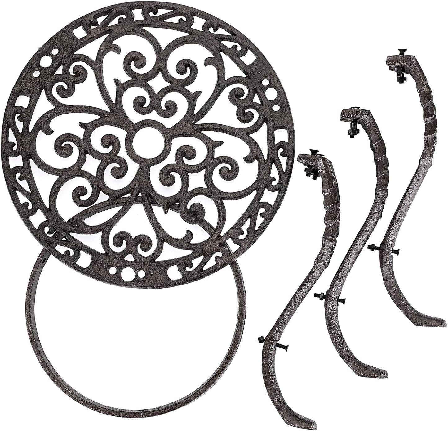 OwnMy Heavy Duty Cast Iron Plant Stand Vintage Iron Flower Pot Holder, Rustic Decorative Round Potted Plant Stand Rack, Indoor Outdoor Metal Plant Holder for Home Garden