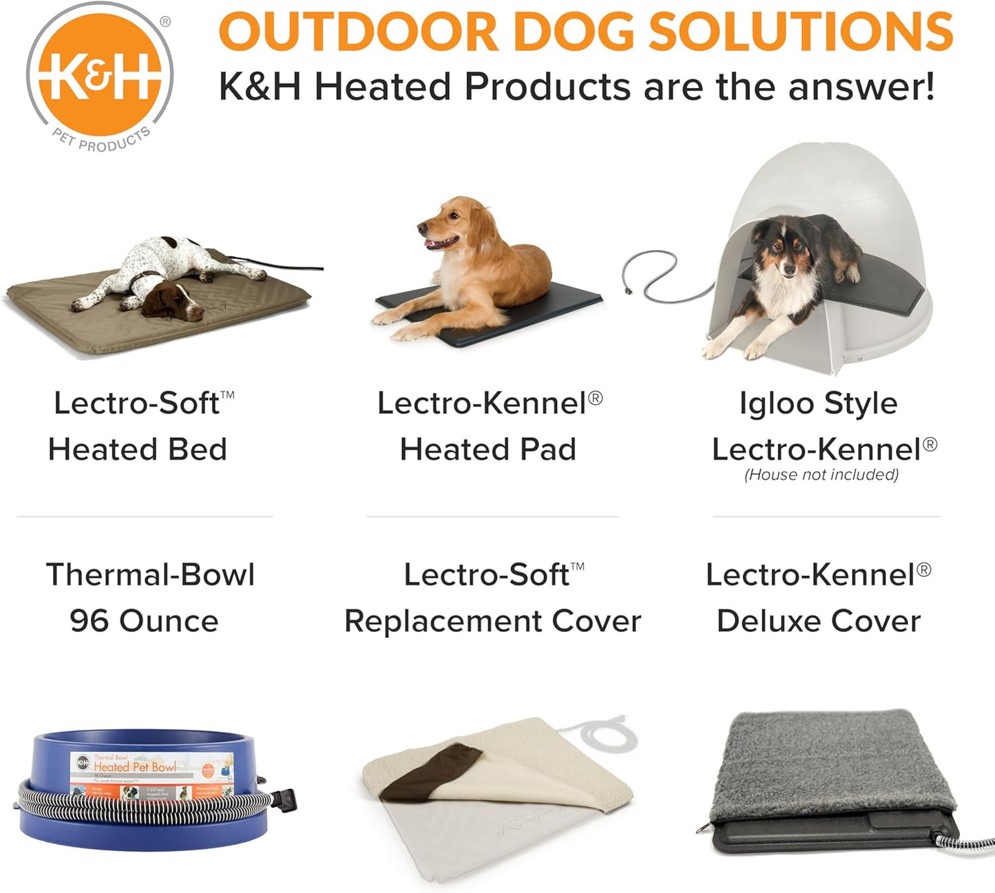 K&H Pet Products Lectro-Soft Orthopedic Outdoor Heated Dog or Cat Bed for Large Dogs or Multiple Cats, Safety Listed Warming Pad, Waterproof, Soft & Flexible, Washable Cover - Large 36 X 25in Tan 60W