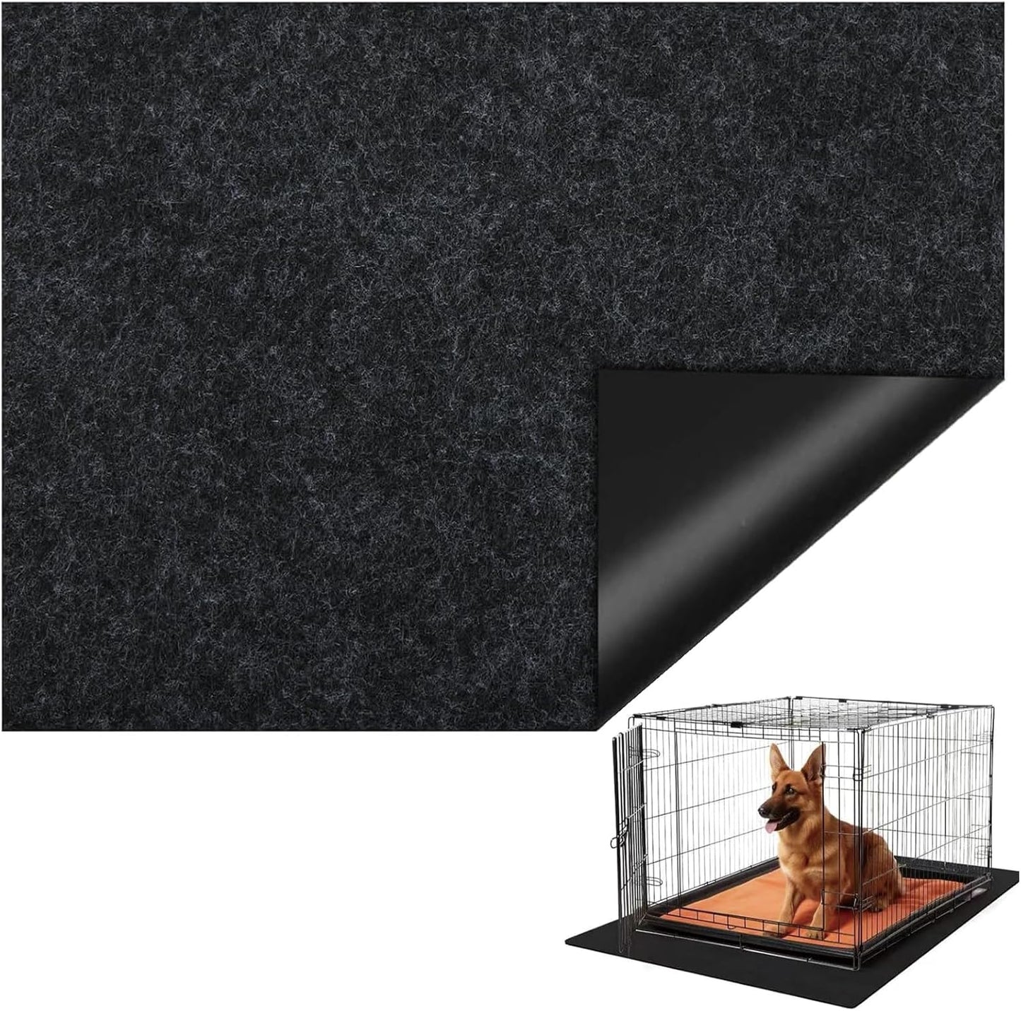 YOFANG Waterproof Dog Crate Mat, Non-Slip Washable Pee Pad, Reusable Absorbent Kennel Liner, Urine Proof Floor Protector for Dog Cage Playpen Indoor Training, 36.5”x36.5” Black