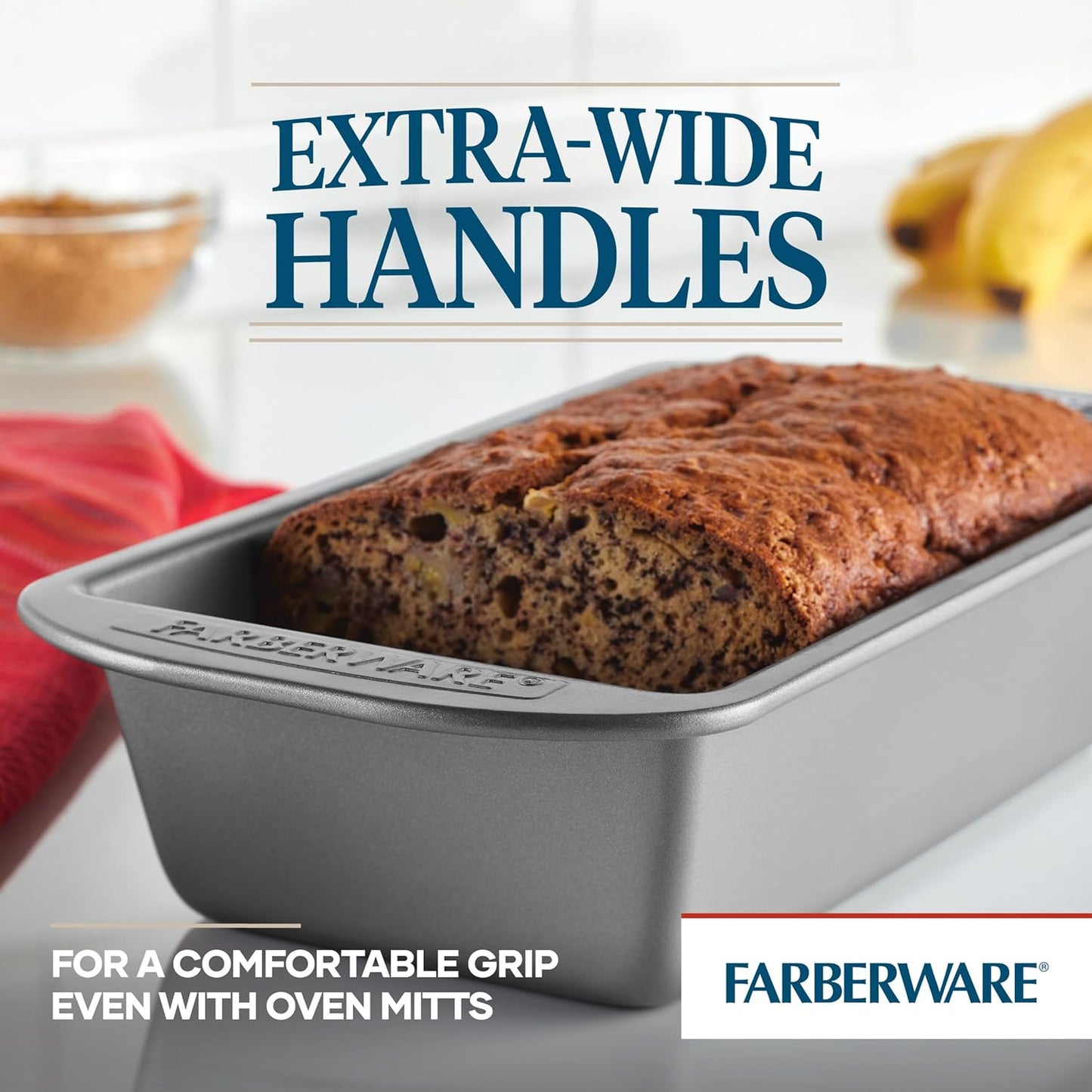 Farberware Bakeware Meatloaf/Nonstick Baking Loaf Pan Set, Two 9-Inch x 5-Inch, Gray