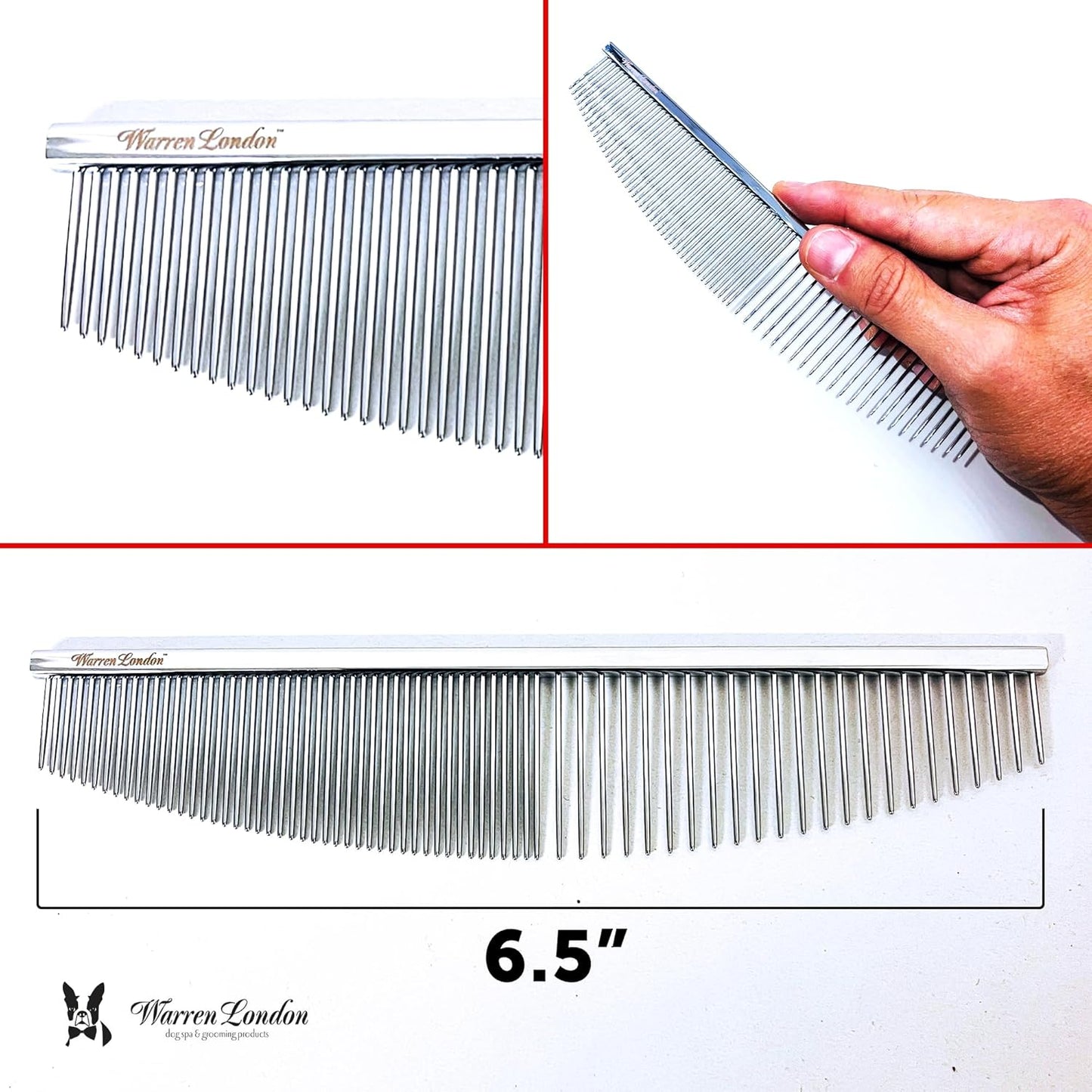 Warren London Copper Crescent Comb 6.5 inches – Premium Dog Grooming Comb for Professional-Quality Results Comfort Control Durability and Detail