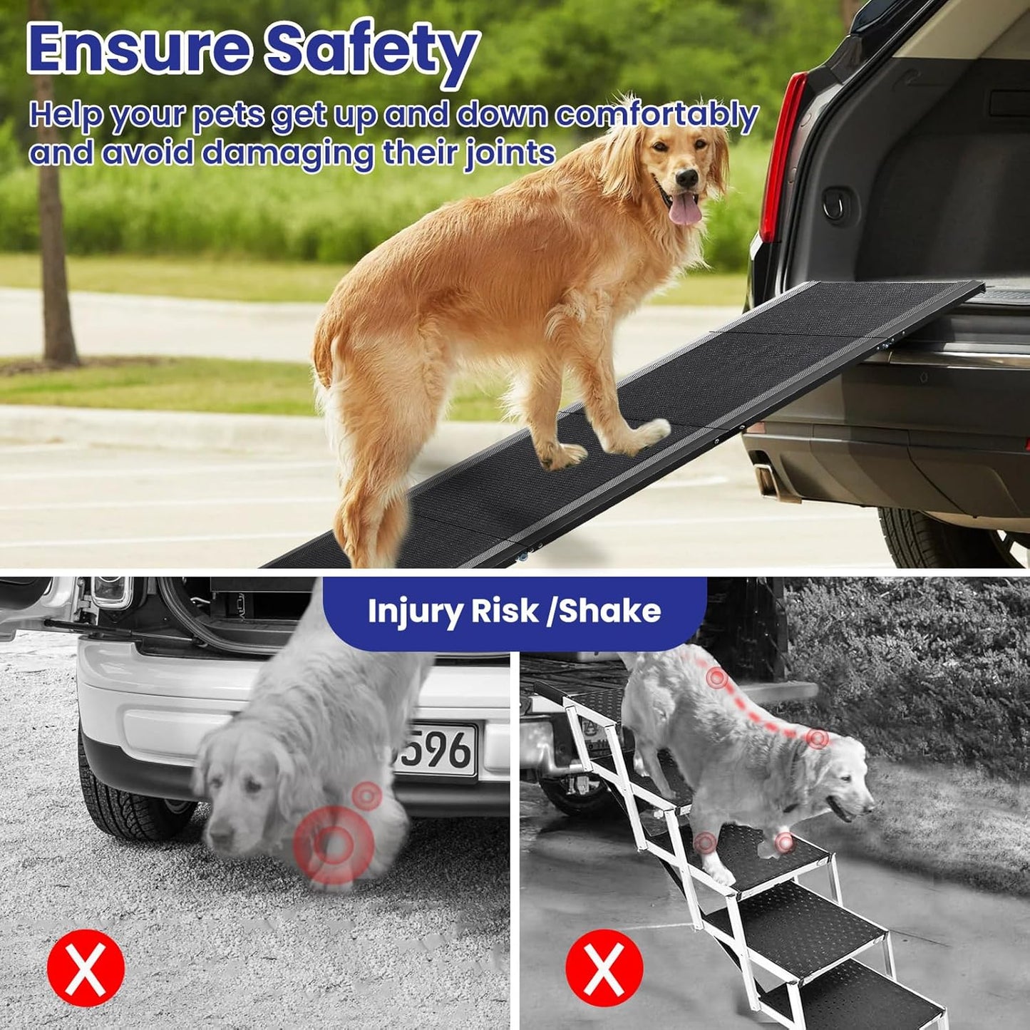Dog Ramp for Car, 71''x 17'' Extra Long Folding Dog Ramps, Pet Ramp for Large Dogs with Non-Slip Rug Surface, Portable Dog Steps Up to 200LBS, Outdoor Dog Ramp for Car, SUV, Truck