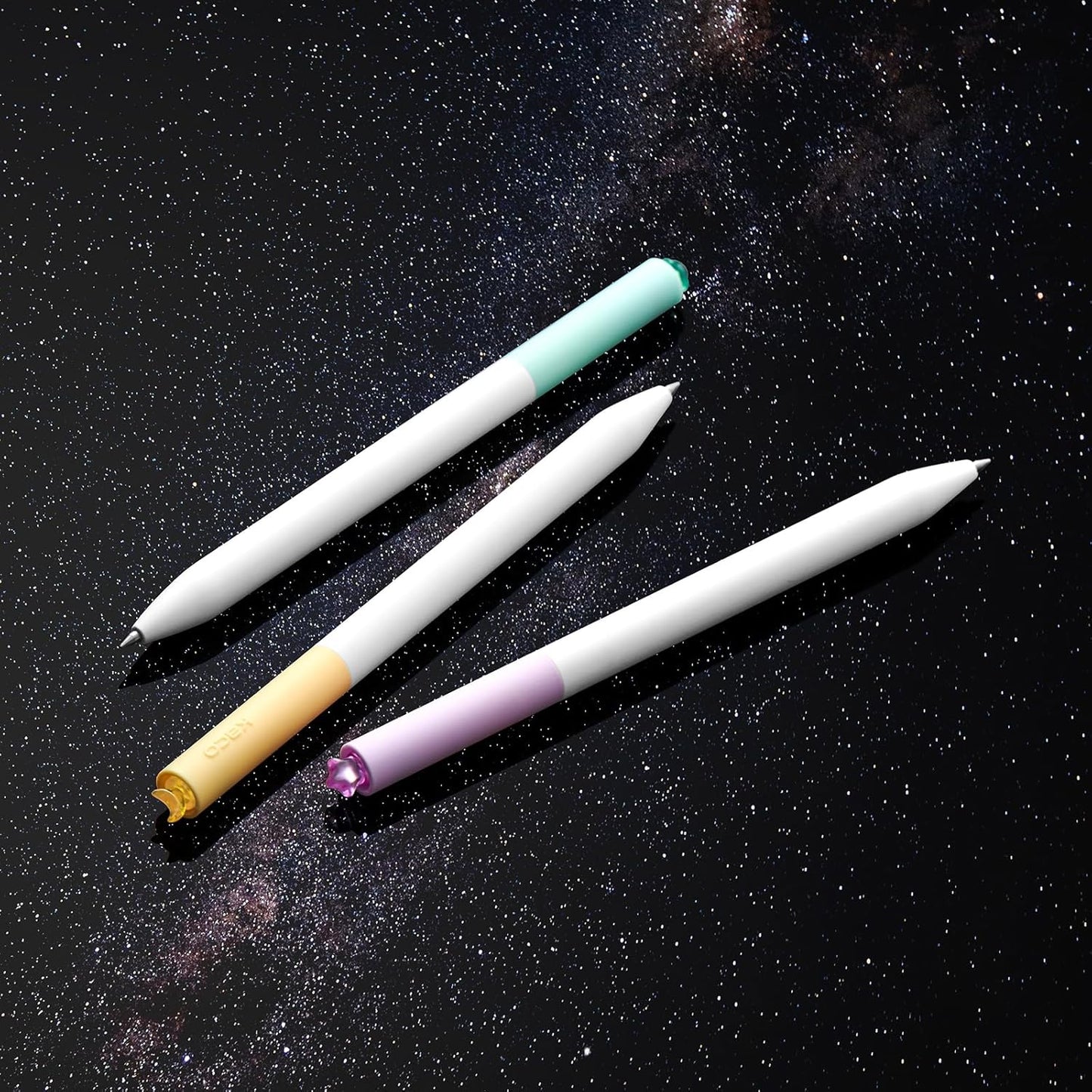 Kaco FIRST Gel Pens Cute Stationery Black Ink 3 Pieces, 0.5 mm Fine Point, Aesthetic Cute Star Pens for Journaling (Planet Series)