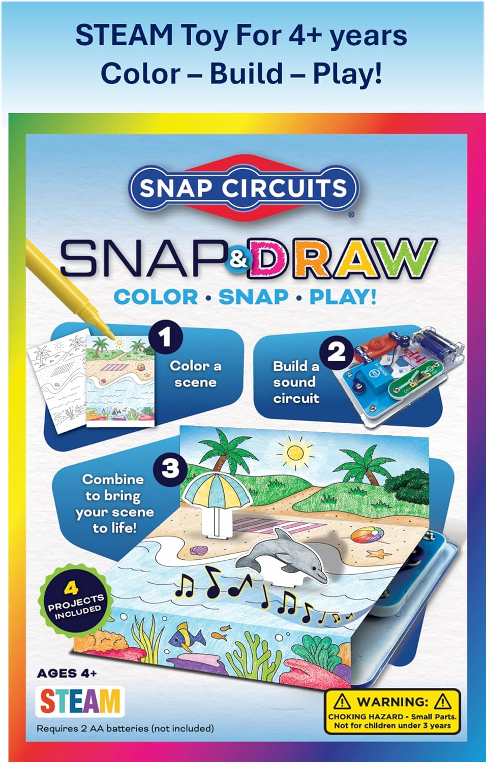 SNAP CIRCUITS Snap & Draw STEAM Toy for Boys and Girls | STEM Toy for Kids 4+ yrs | Art & Science Activity Kit | Building Kit