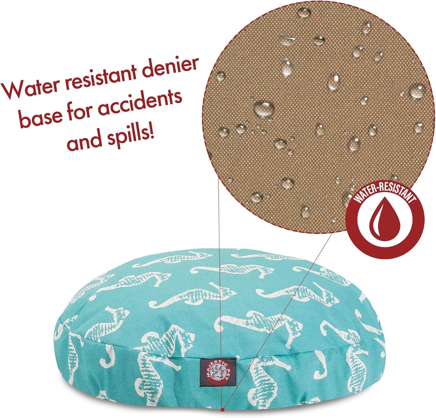 Teal Sea Horse Large Round Indoor Outdoor Pet Dog Bed With Removable Washable Cover By Majestic Pet Products
