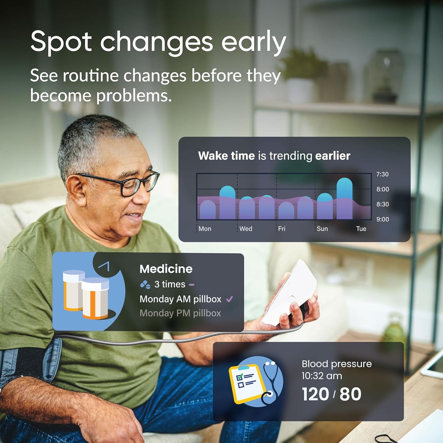 Medical Alert System, Fall Detection for Seniors, WiFi in Home Monitoring Safety System, Emergency Call Button, Custom Fall Alert, Virtual Caregiver, 60-Day Trial, Monthly Subscription