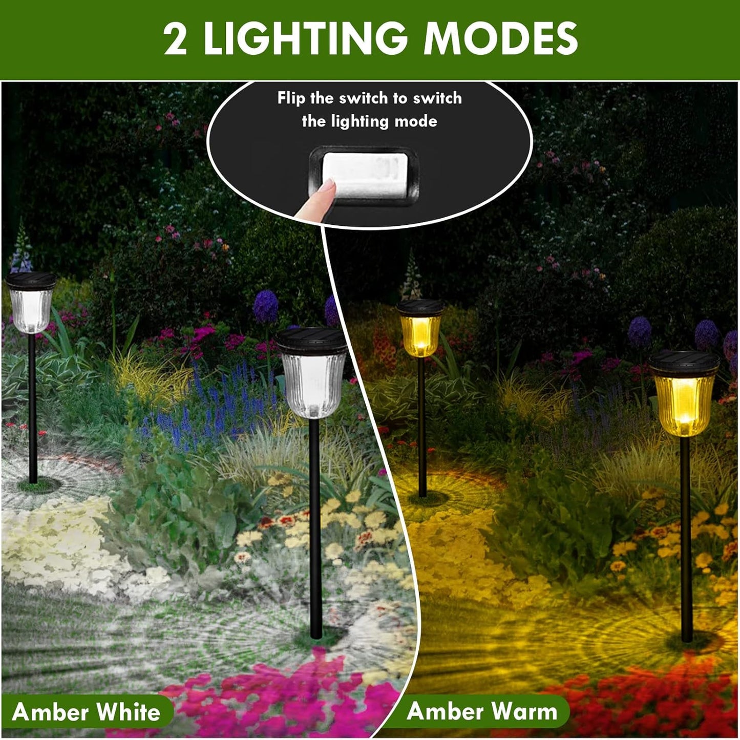 Solar Lights Outside Waterproof, 6 Pack 200 Lumens Super Bright Solar Pathway Lights Outdoor Waterproof with 2 Lighting Modes, Auto On/Off Outdoor Solar Lights for Yard, Walkway, Lawn