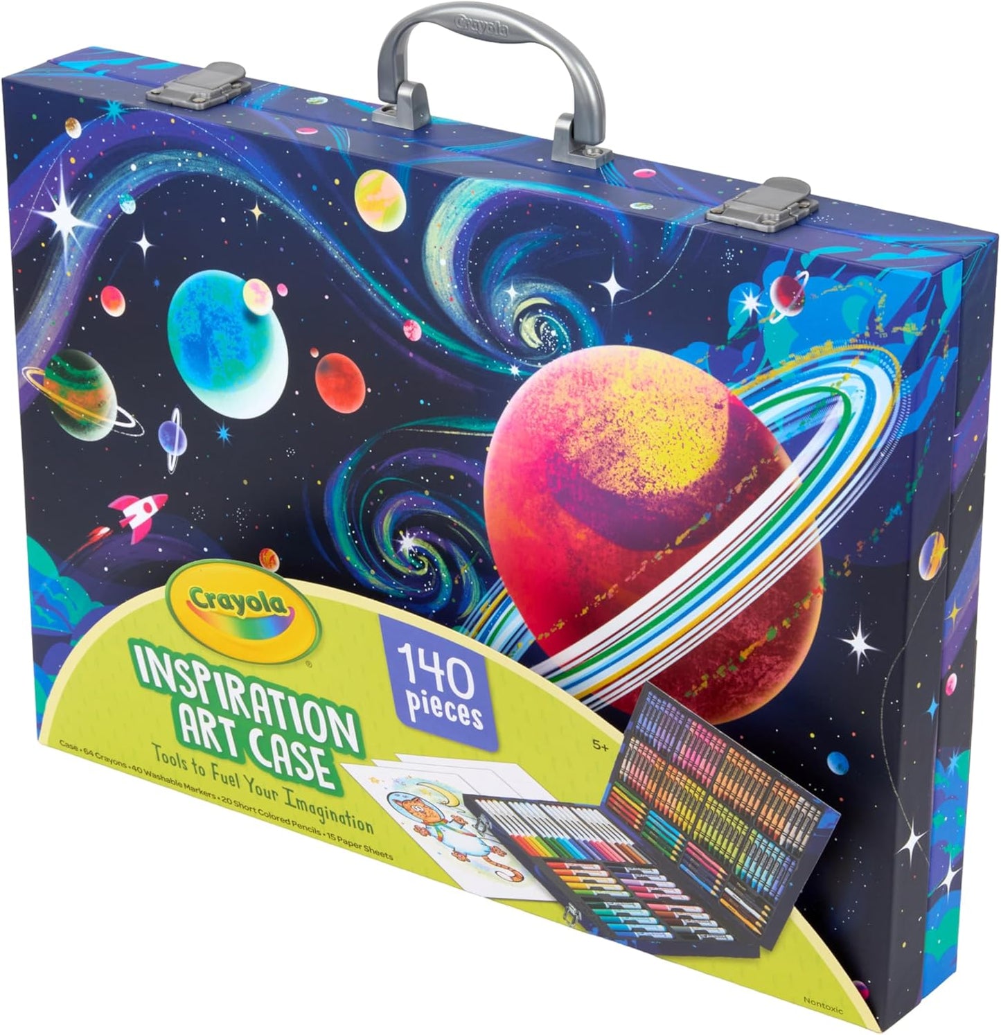 Crayola Inspiration Art Case Space Coloring Set (140pcs), Essential Easter Basket Stuffers, Art Kit for Kids, Crayons, Markers, Pencils, Easter Gifts for Kids, Ages 5+ [Amazon Exclusive]