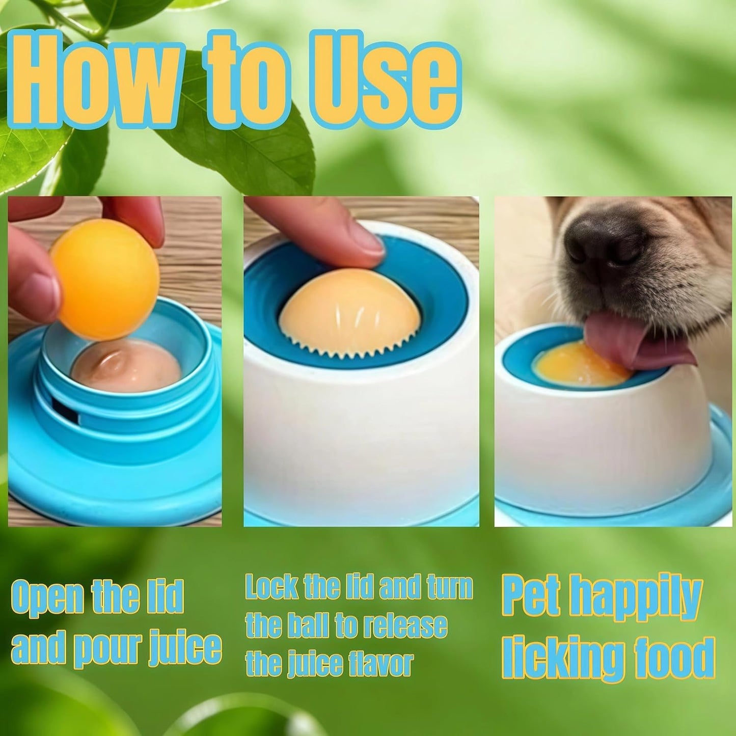 Dog Slow Feeder Bowl with Lick Ball - Durable Licking Toy for Anxiety, Mess-Free Liquid Treats, Easy Clean Bowl for Fast Eating Dogs & Cats (Blue)
