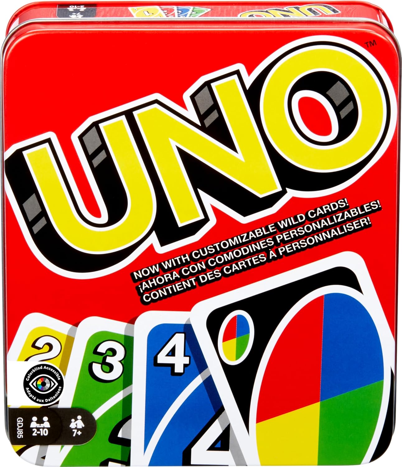 Mattel Games UNO Card Game in Travel & Storage Tin for Kid, Adult & Family Nights & Parties, Color Blind Accessible & Customizable Deck (Amazon Exclusive)