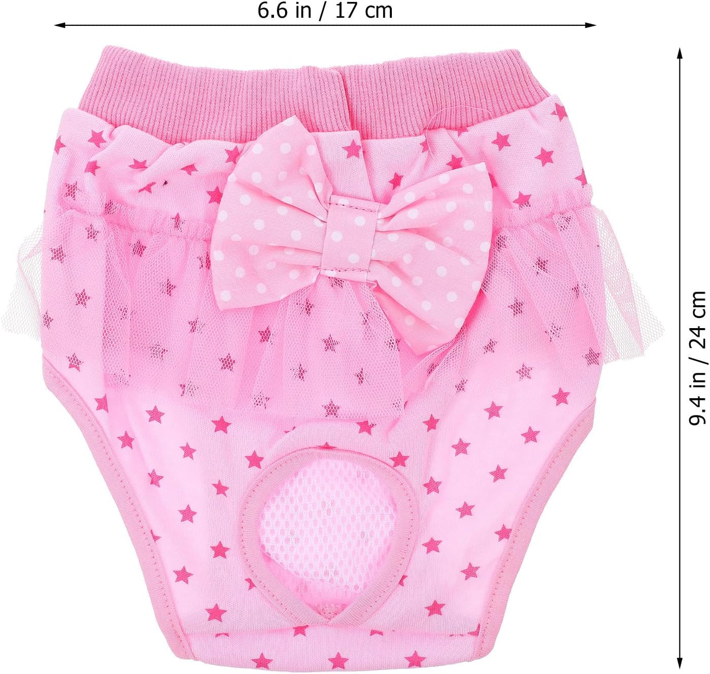 Milisten Pet Dog Period Pants Female Sanitary Diaper Panties Washable Lace Puppy Physiological Pants with Bow Pink M Size for Female Dogs in Heat