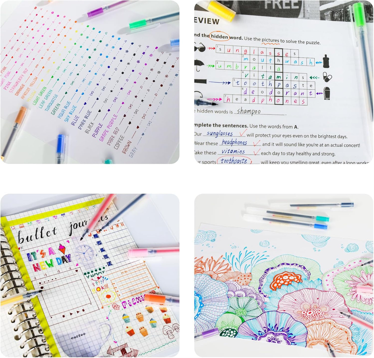28Pcs Colored Bible Pens No Bleed Through,0.5mm Fine Point Smooth Writing Pens,Quick Drying Colored Gel Ink Pen for Journaling,Note Taking,Writing,Office School Supplies,Japanese Stationery