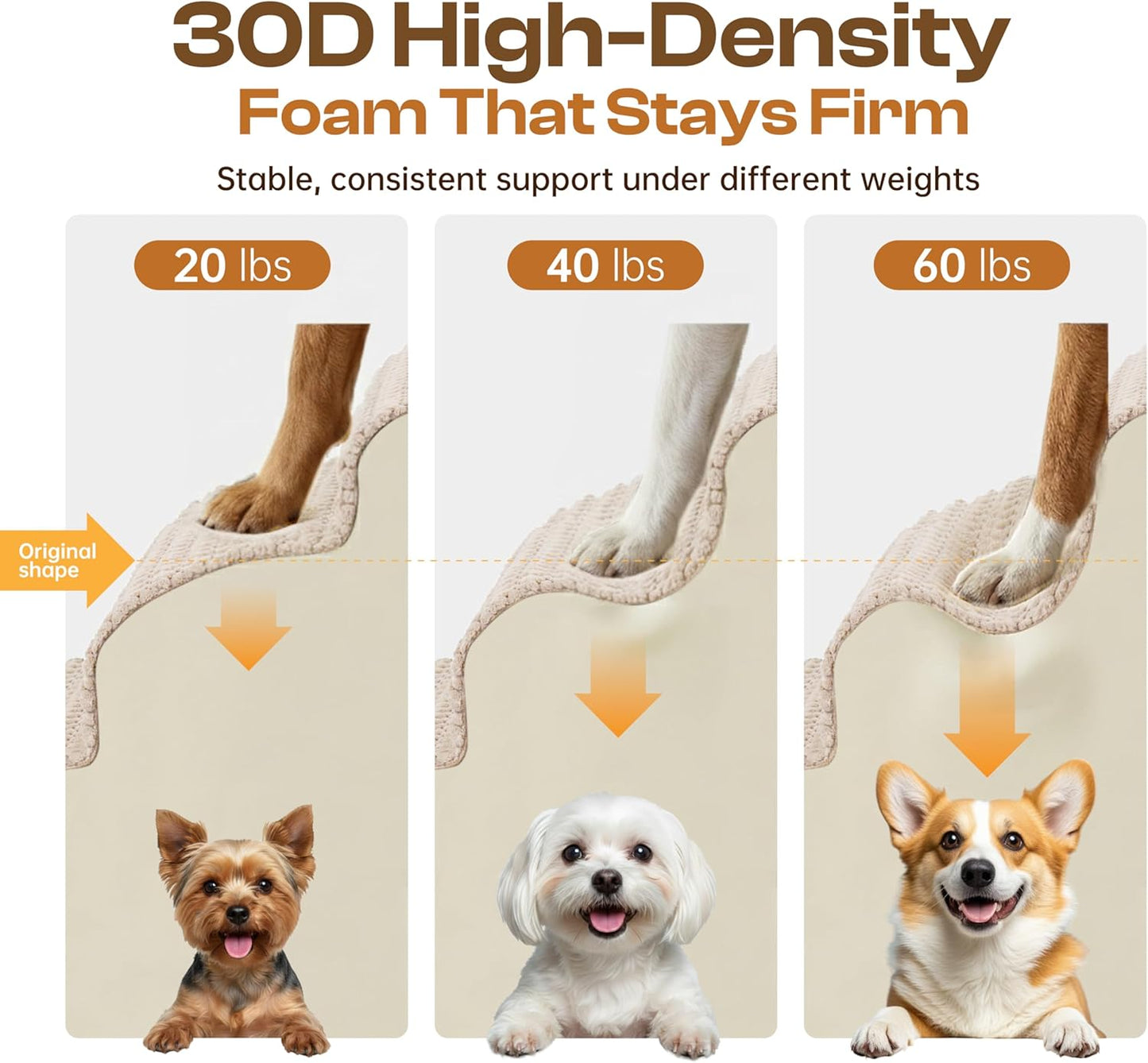 Extra Wide 4-Step Dog Stairs for Bed & Couch up to 20" H, More Stable Non-Slip Cat Steps with Balanced Foam Structure, Stylish Indoor Dog Steps for Senior Dogs and Cats, Beige