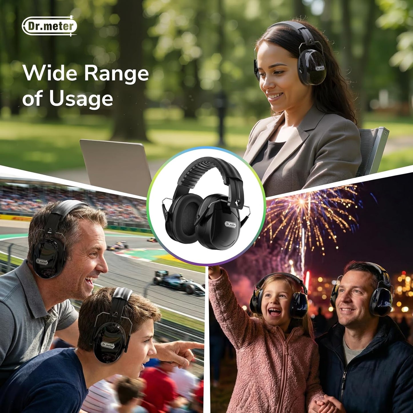 Hearing Protection Ear Muffs, 31dB Noise Reduction Safety Earmuffs with Adjustable Headband for Adults Kids Autism Sensory, Ear Muff for Yard Work, Mowing or Hunting -Pure Black 2PACK