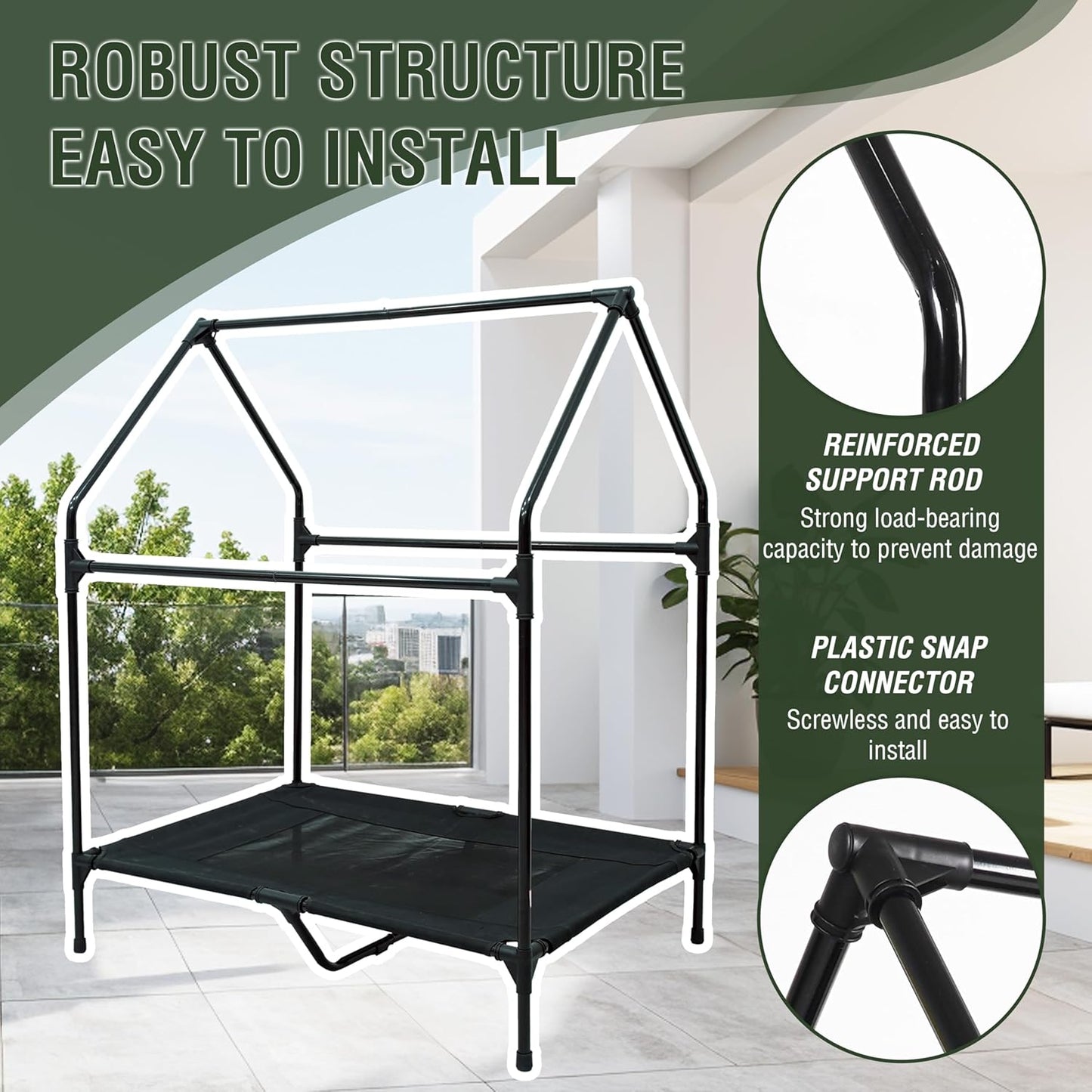 42" Camouflage Canvas Outdoor Dog House Weatherproof,360° Visibility and Breathable Design,2-in-1 Dog Shade Shelter for Large Breeds with Removable Waterproof Cover,Elevated Dog Bed with Canopy (M)