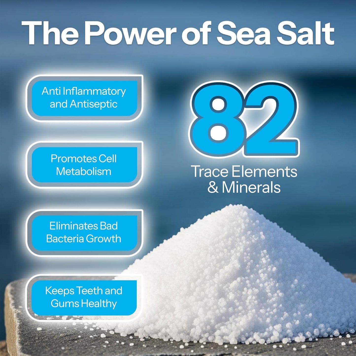H2Ocean Healing Rinse Natural Sea Salt Mouthwash - Alcohol & Fluoride-Free Oral Care for Tonsil Stones, Sore Throats, Wisdom Teeth Recovery & Gum Health - Whitening Mouthwash, Lemon Ice, 8 oz