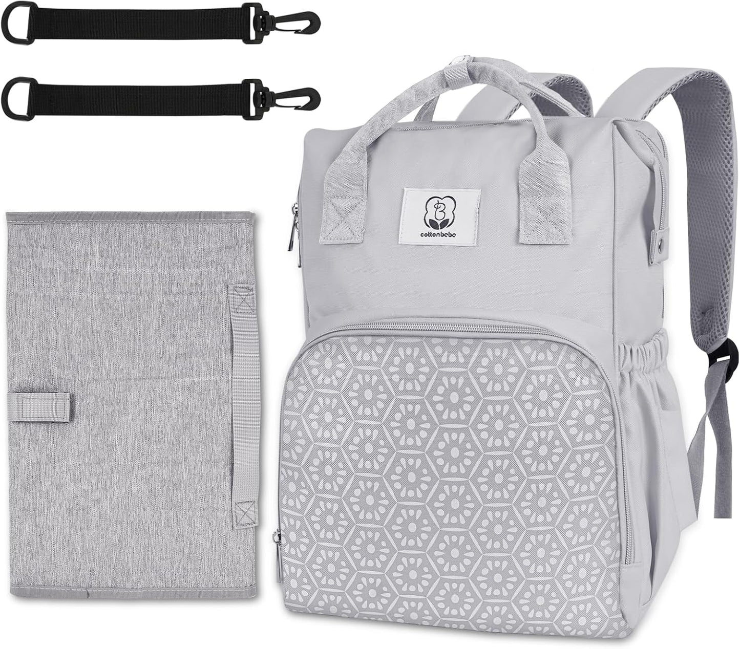 Diaper Bag with Changing Pad, Large Baby Bags Backpack with Stroller Straps & Insulated Pockets, Multifunction Waterproof Travel Diapers Back pack for Women & Man, Grey