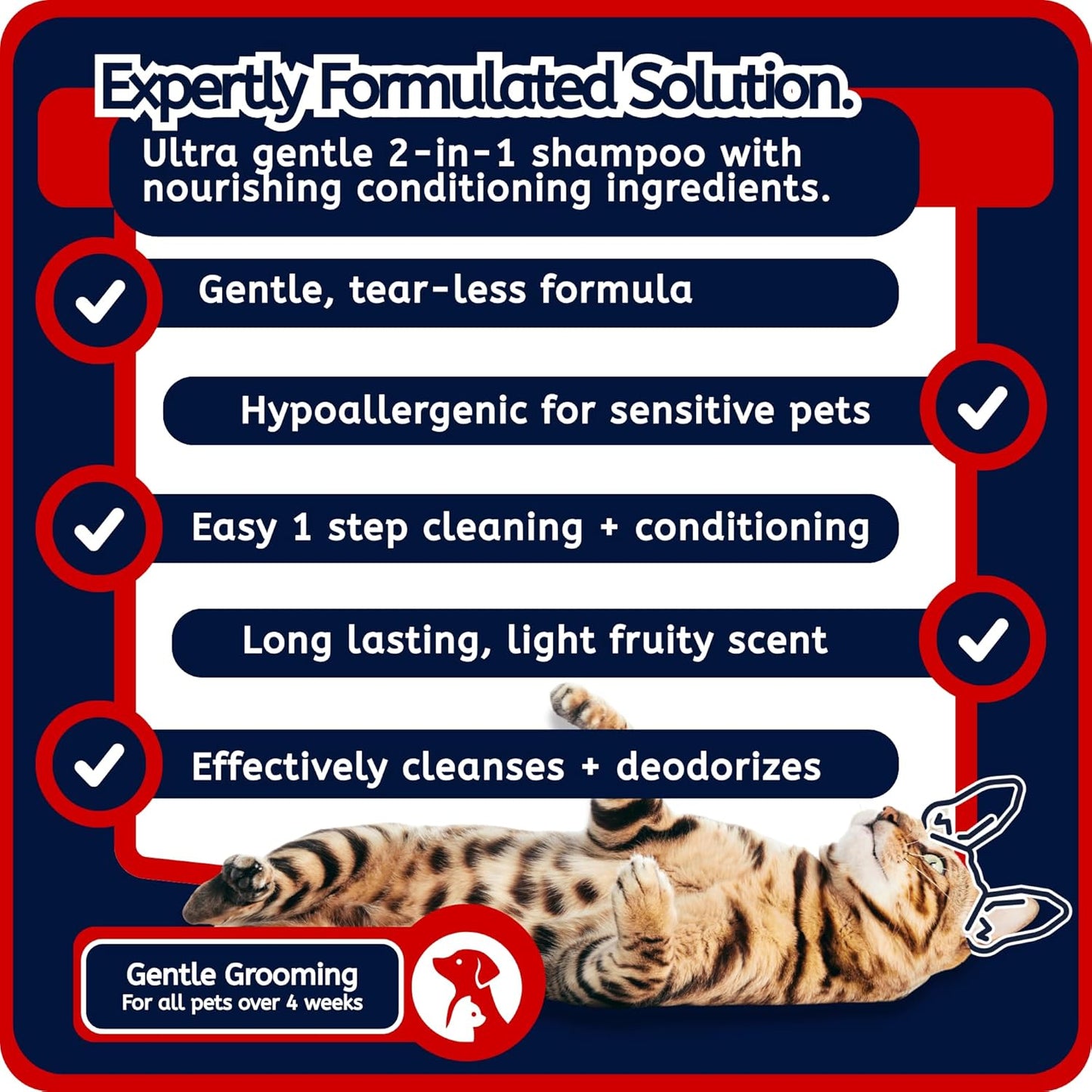 Puppy + Kitten Tearless and Gentle Hypoallergenic 2 in 1 Shampoo + Conditioner - Itchy Pet Approved Line - Fruity Scent