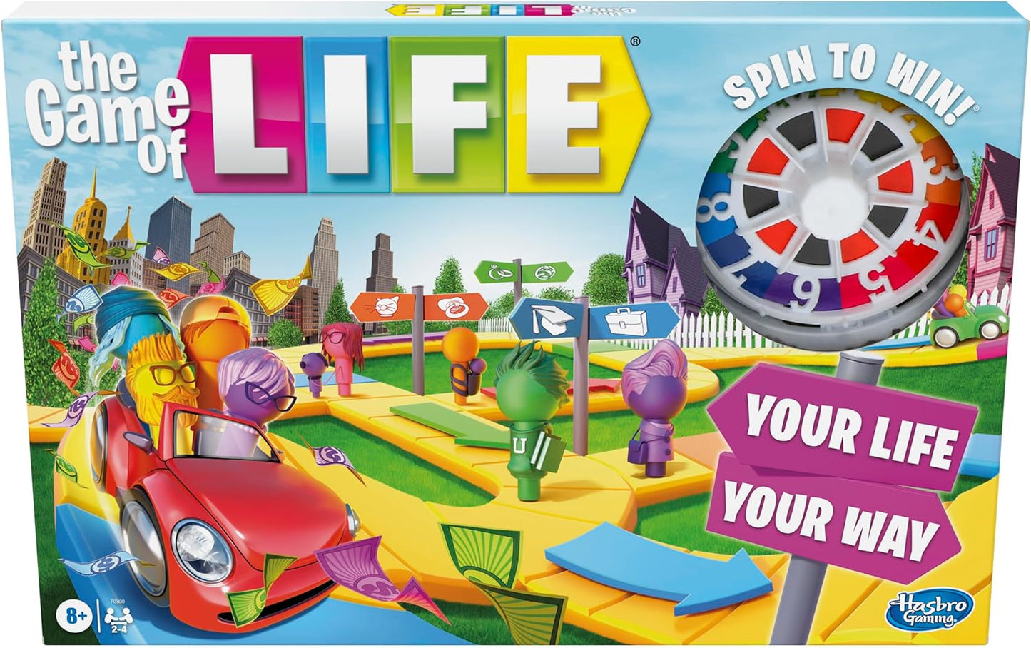 The Game of Life Board Game, Family Games for Kids Ages 8 and Up, Pegs Come in 6 Colors, Family Board Games for 2 to 4 Players