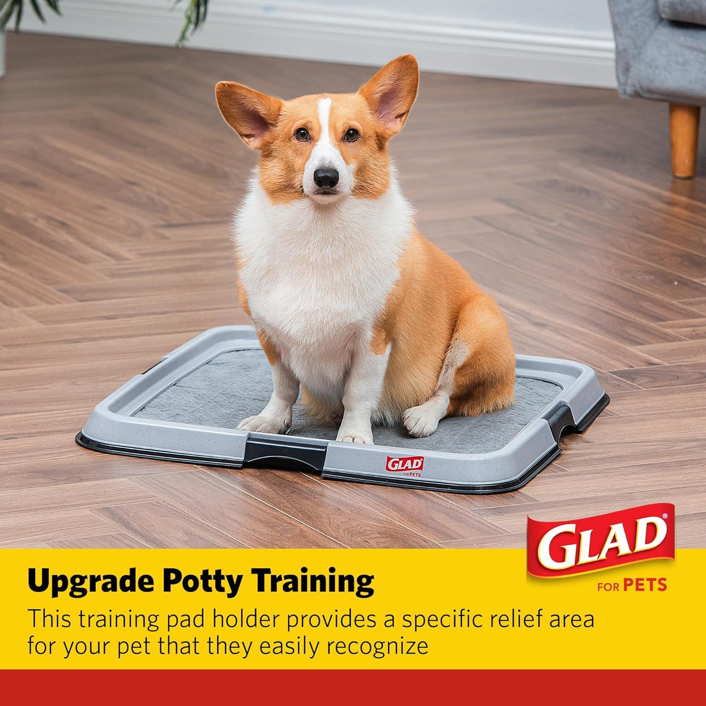 Glad for Pets Puppy Potty Training Pad Holder for Disposable Pads - Puppy Potty Tray, Dog Potty Training Tools for Indoor Pee Pad Station, Potty for Dogs - Fits 23" x 23" or 17.5" x 23.5" Pads