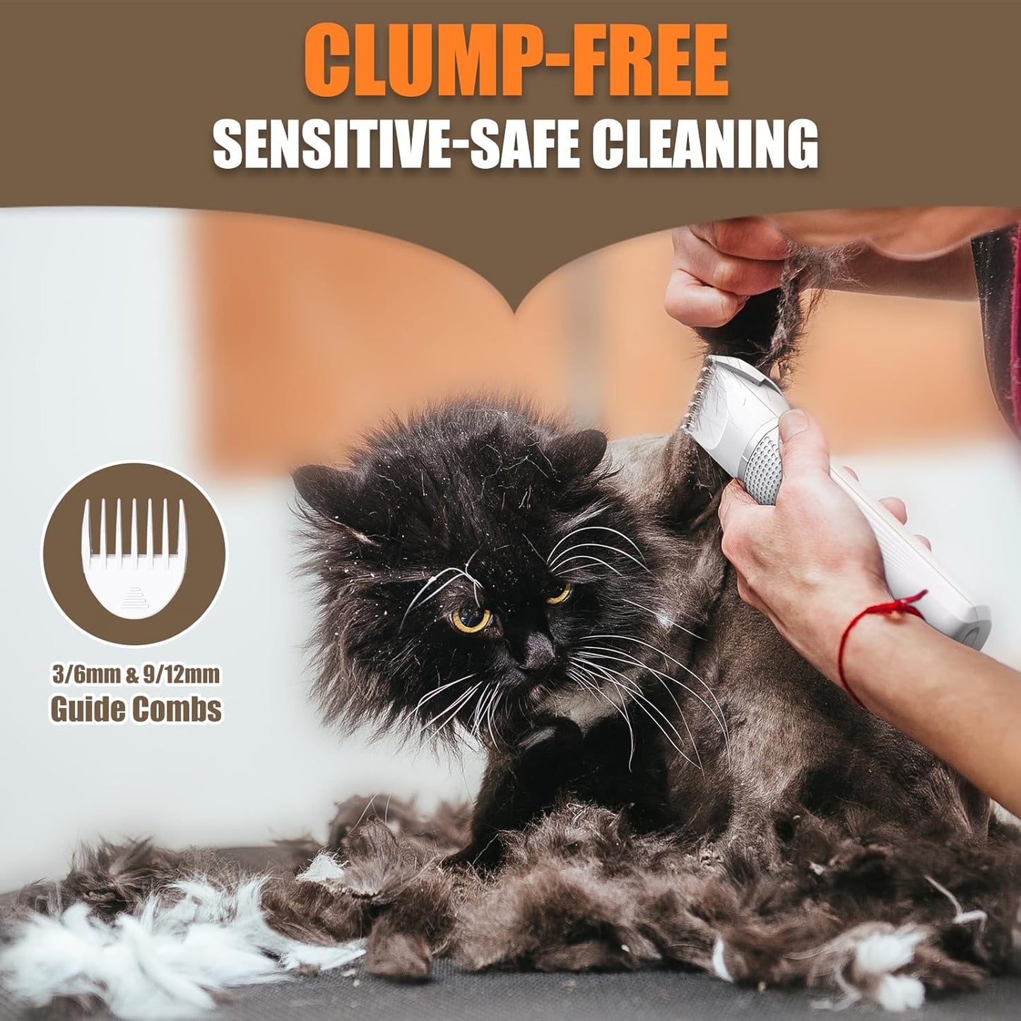 Cat Grooming Clippers Kit with Paw Trimmer, 3 in 1 Electric Pet Hair Trimmer Supplies for Thick Matted Hair, Heavy Coat Butt Shaver Cat Razor Fur Trimmer for Dogs at Home (White)
