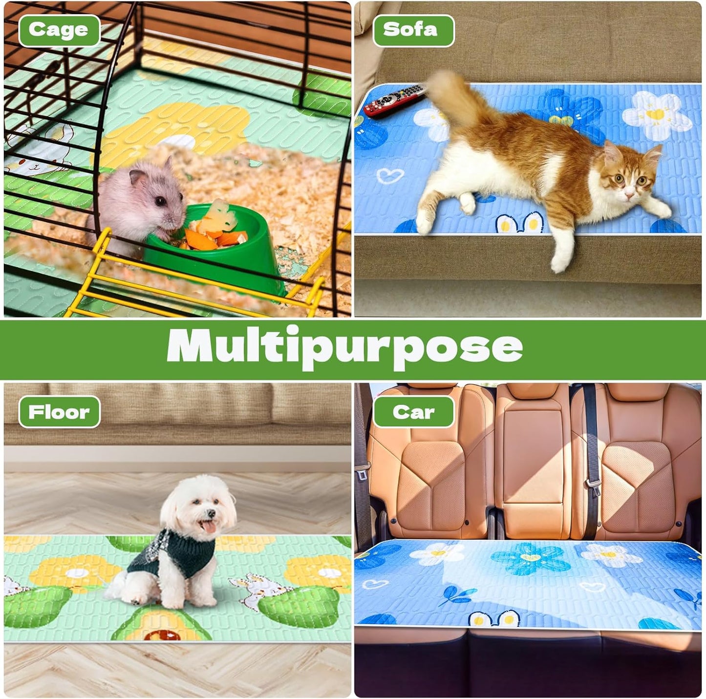 4 Pcs Guinea Pig Cage Liner, Washable Guinea Pig Bedding,Reusable Rabbit Bedding Waterproof Guinea Pig Pee Pads, Absorbent Guinea Pig Bedding for Small Animals Hamster Rabbit Squirrel Cage 47"