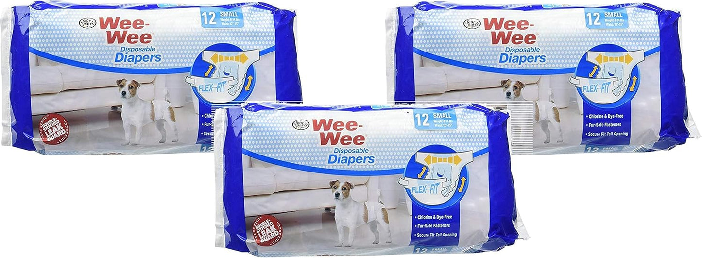 Four Paws (3 Pack) Wee-Wee Products Disposable Dog Diapers Small