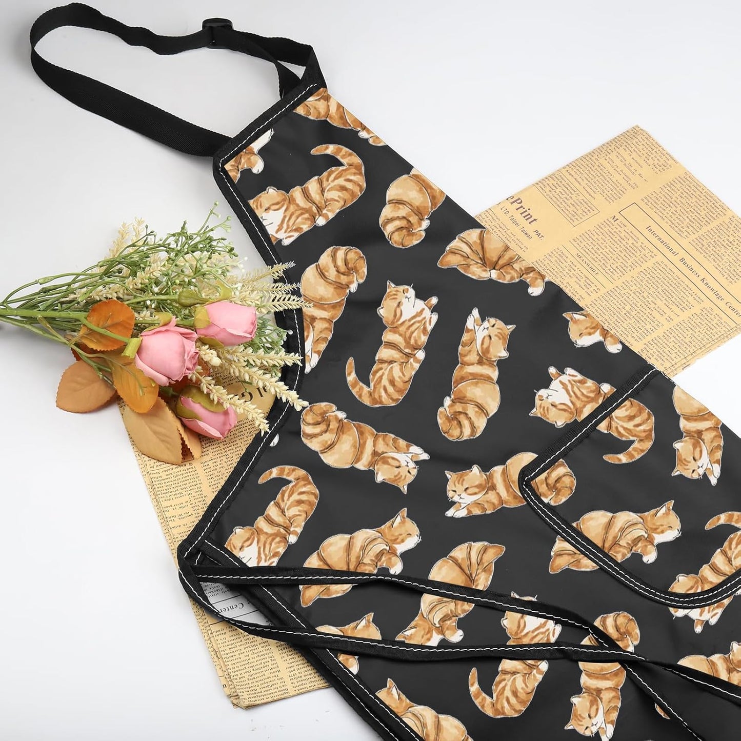 VAMSII Plant Lover Gift Cat Gardening Apron With Pockets Cat Mom Gift Gardener Apron