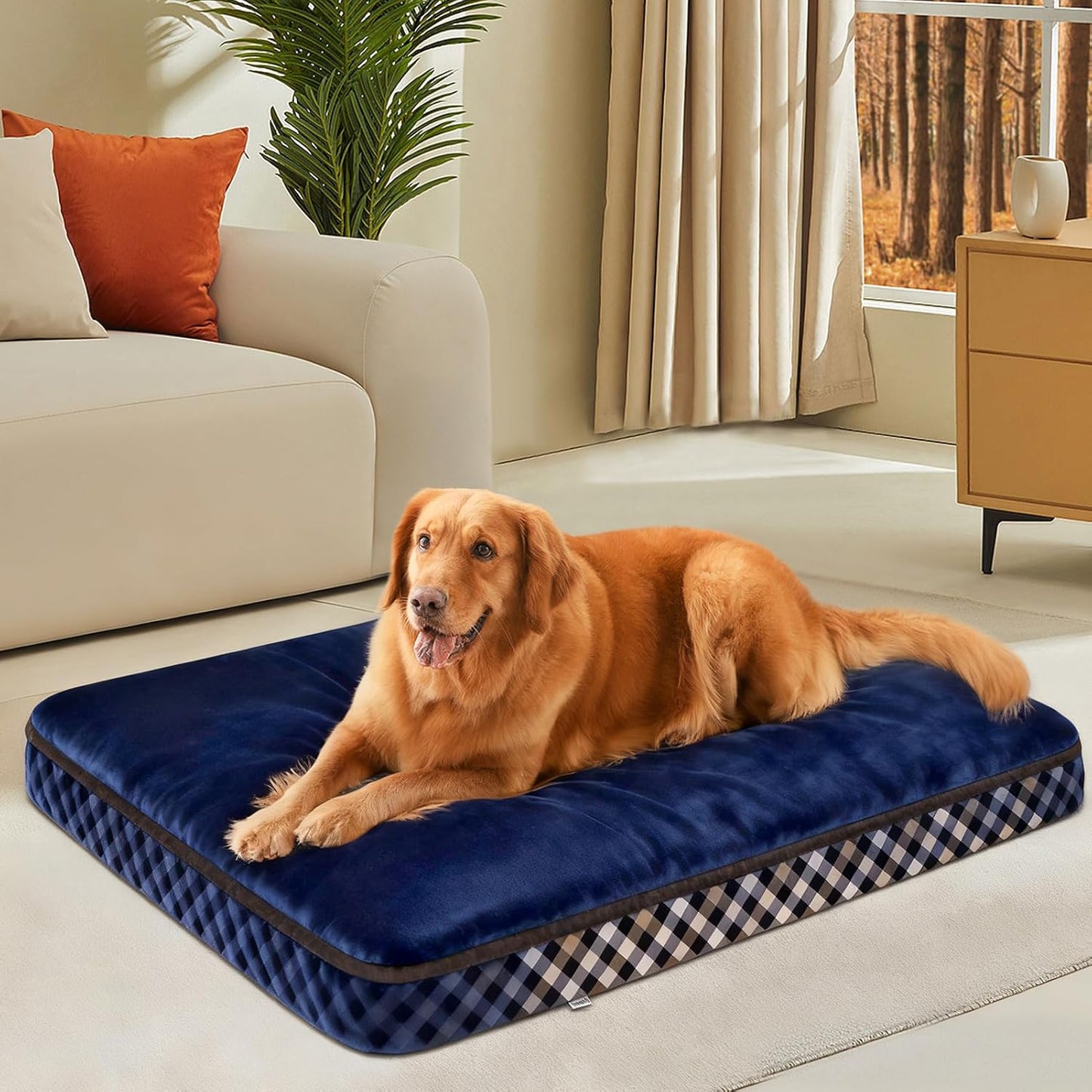 Magic Dog Orthopedic Extra Large Dog Bed, Super Soft 2-Layer High Density Foam XL Jumbo Pet Bed, No Installation Non Slip Bottom Dog Mattress with Removable Washable Cover