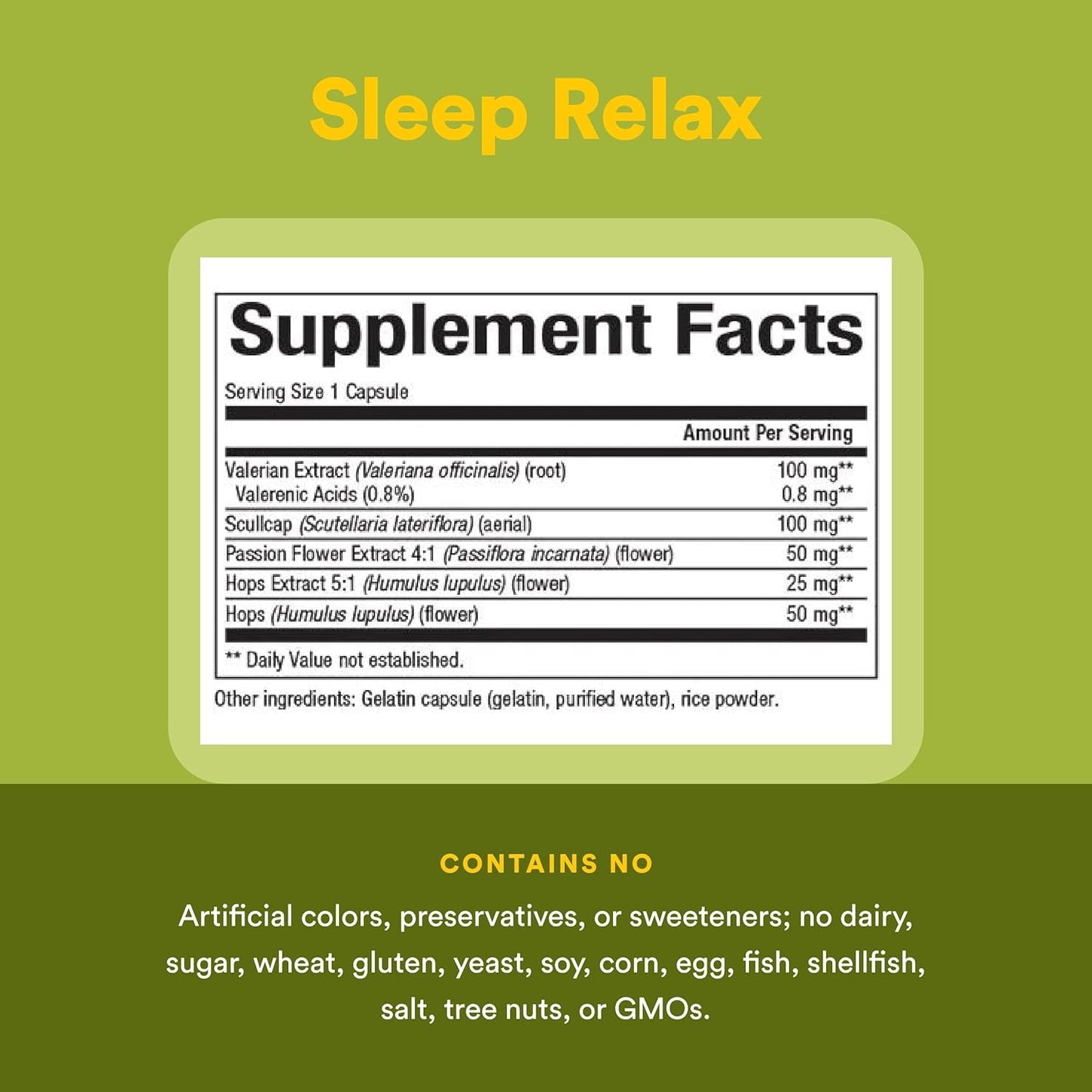 Herbal Factors Sleep Relax Formula by Natural Factors, Natural Sleep Aid with Valerian Root, Passion Flower and Skullcap, Non-GMO, 90 capsules (90 servings)