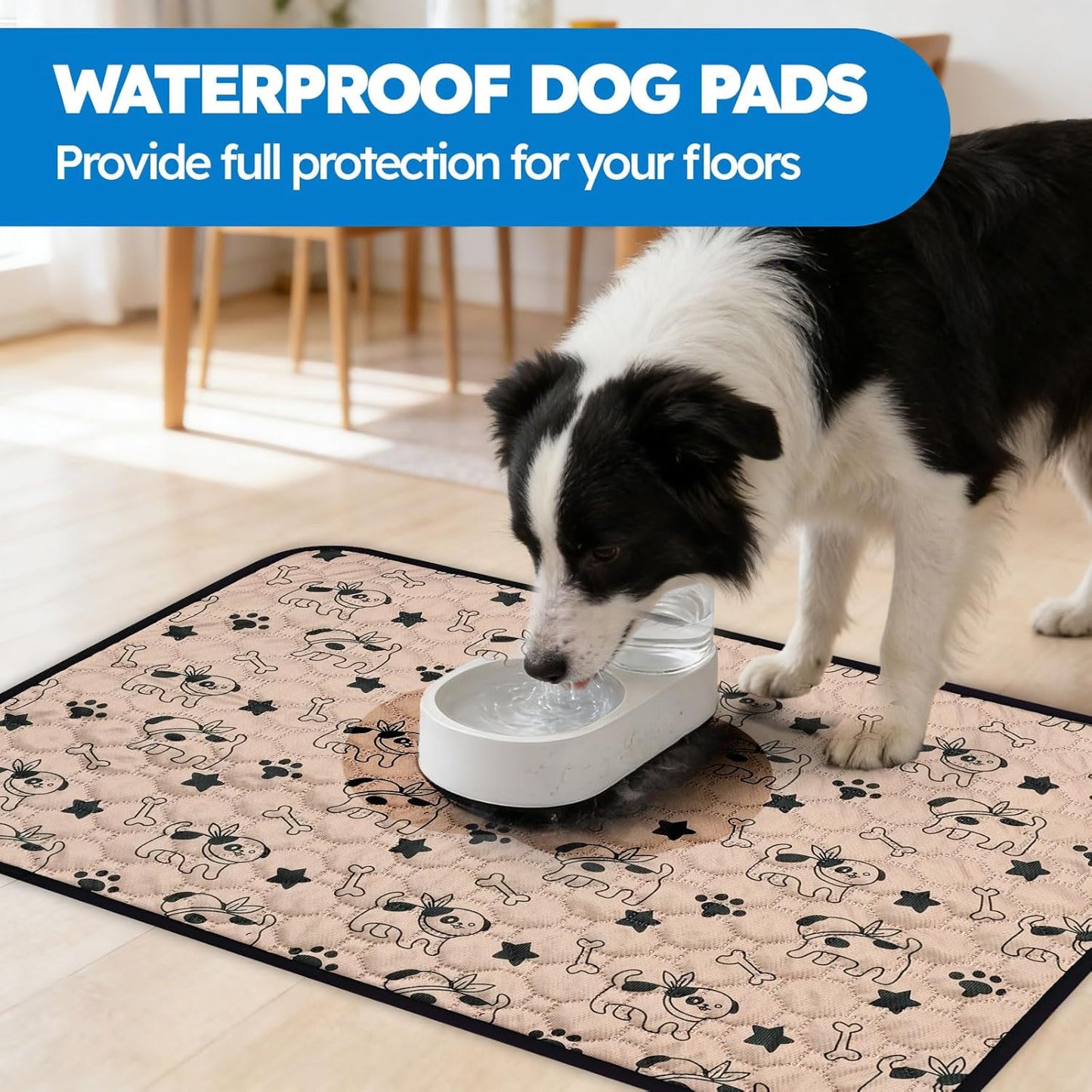 Washable Pee Pads for Dogs, Absorbent Reusable Puppy Training Pads, Leakproof, Non-Slip, Waterproof Cat Doggie Pad Pet Potty Mat for Indoor&Outdoor, Whelping, Playpen, Crate, Coffee 18"x24"