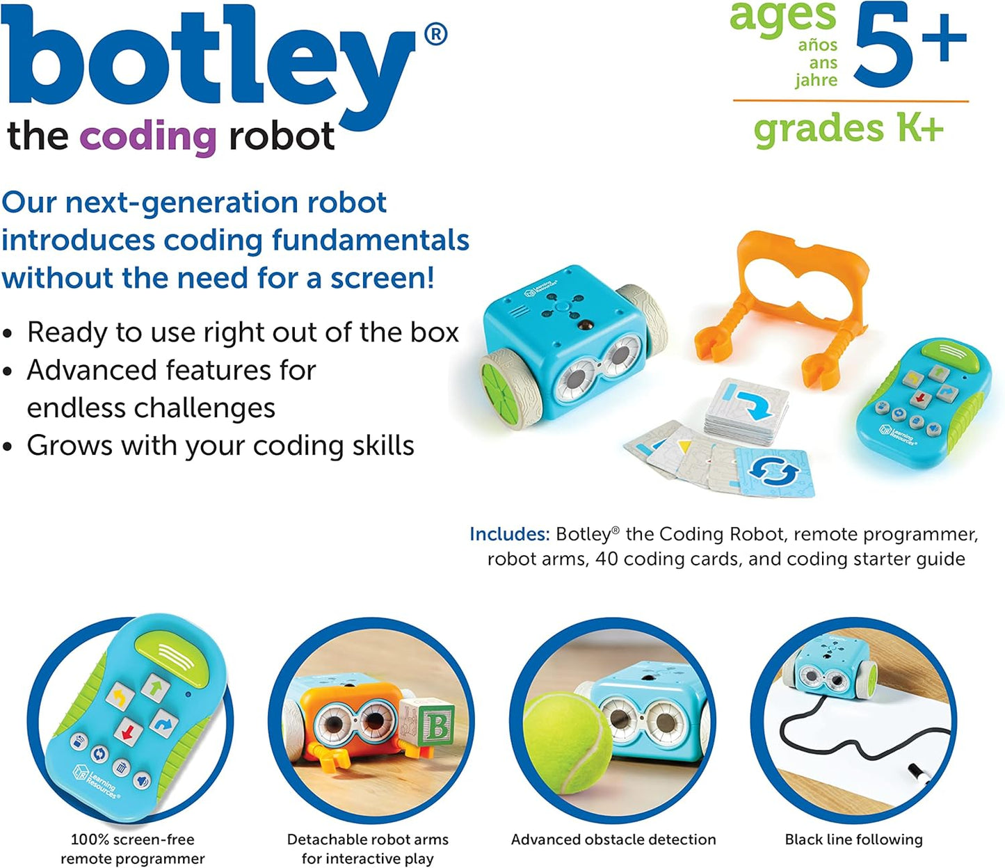 Learning Resources Botley the Coding Robot - Code Games for Boys and Girls, Robotics for Kids, STEM Programming, Scientific Building Toys, Engineering Gift Set