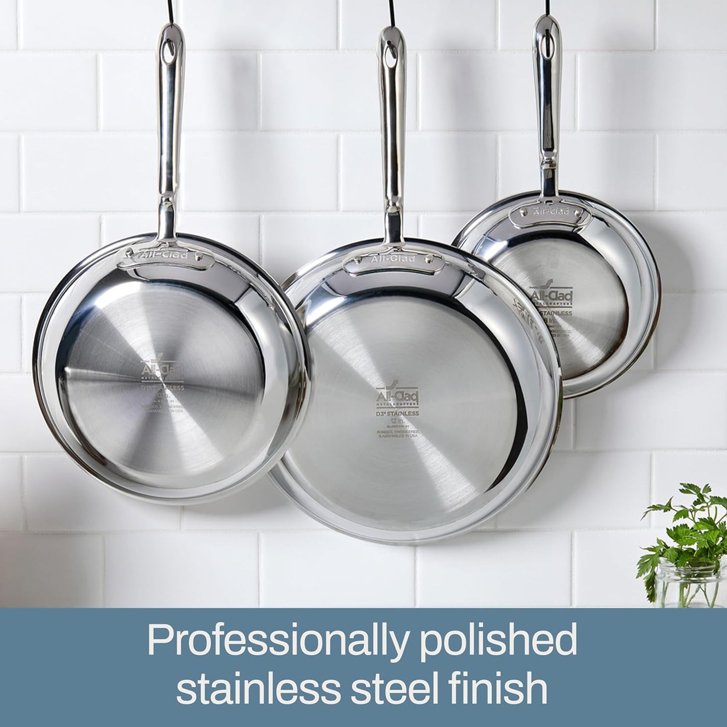 All-Clad D3® Stainless Steel 7 Piece Cookware Set- Made in USA- Includes Frying Pans, Saucepan, Sautépan, Stockpot - Professional Grade -Oven Safe & Induction Compatible