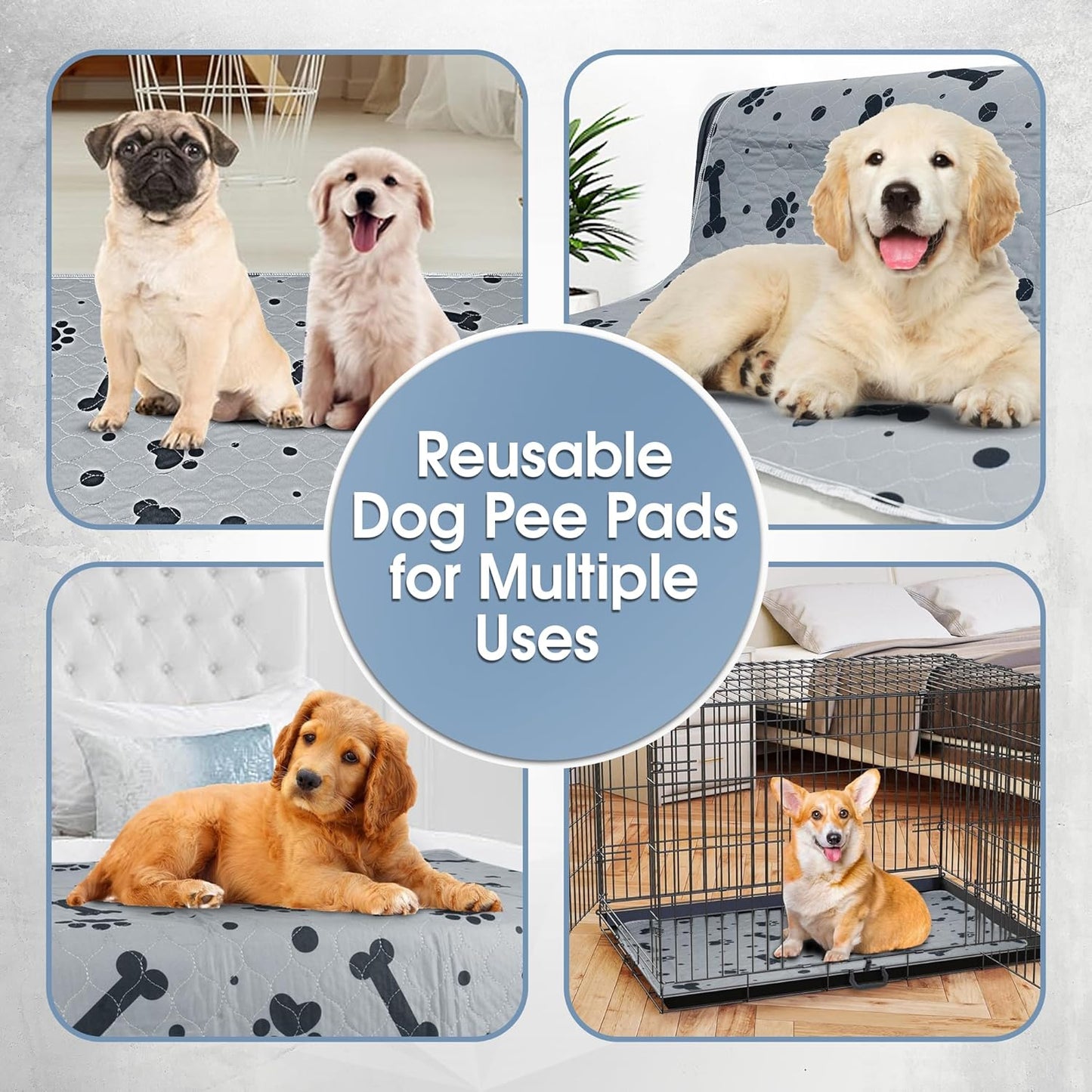 Washable Pee Pads for Dogs - 2 Pack Large 36"x41" Washable Puppy Pads, Waterproof Dog Pee Mats with High Absorbency & Anti-Slip Bottom for Pet Training
