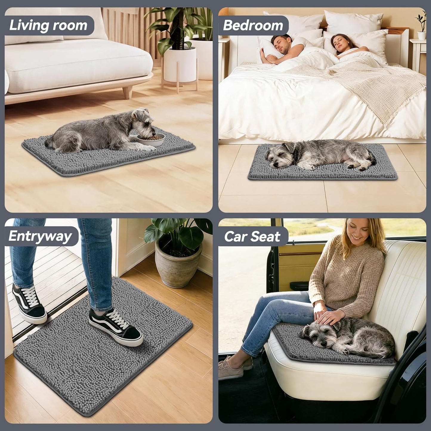Bcoimo Super Absorbent Dog Door Mat, 30"*20" Anti Slip Mat for Muddy Paws, Pet Rugs for Dirty Paws Washable That Absorbs Moisture and Dirt, for Dog Cage and Pet Resting Carpet