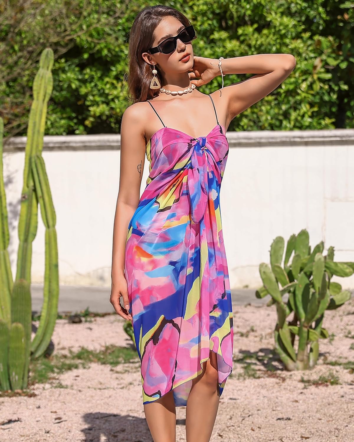 Eicolorte Womens Beach Cover Up Chiffon Sheer Bikini Beach Swimsuit Coverup Sarong Pareo Wraps for Women