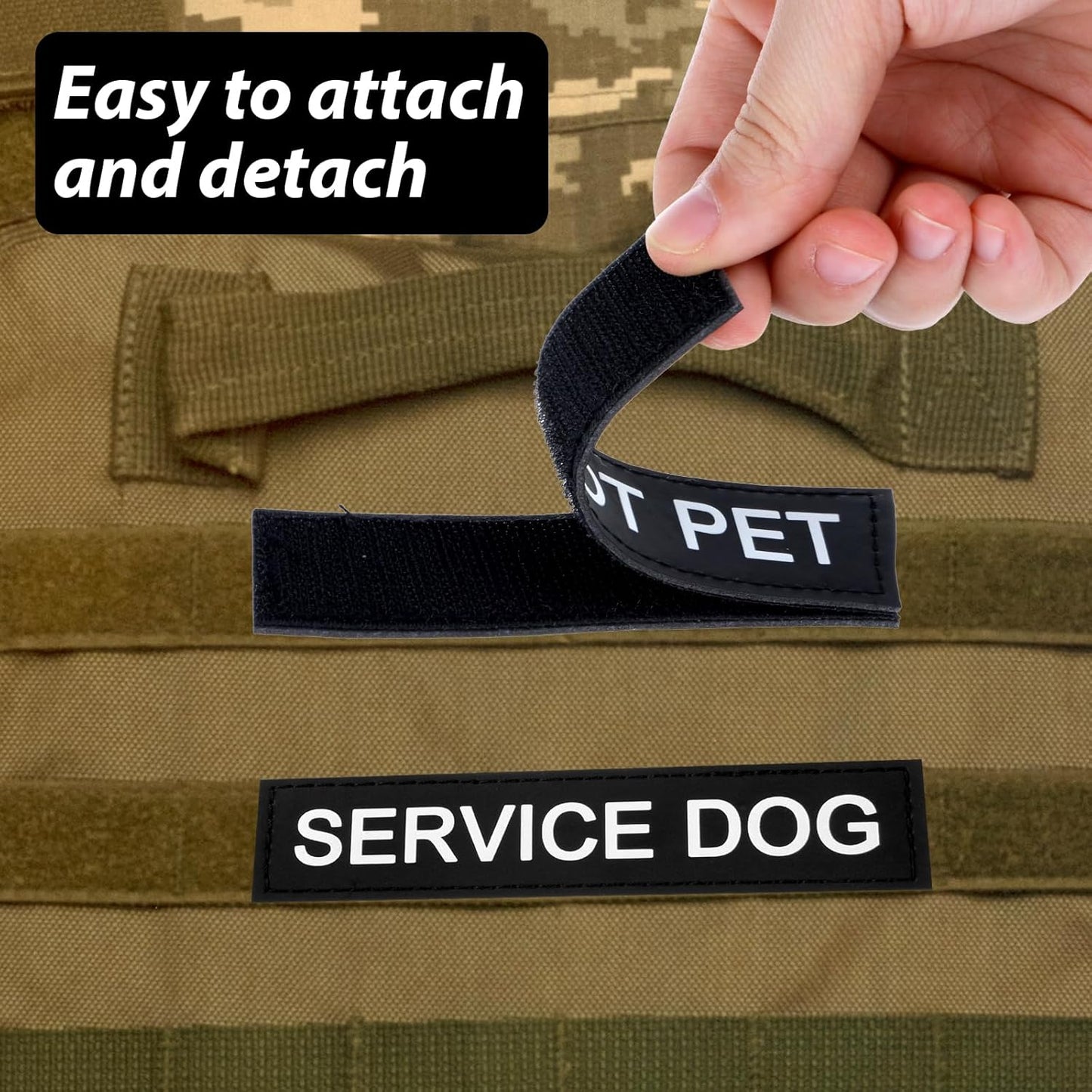 6pcs Service Dog Patch with Hook Backing Removable Vest Patches for Training Dogs Do Not Pet Patch Black Dog Harness Patches for Service Animal Vests Harnesses Collar