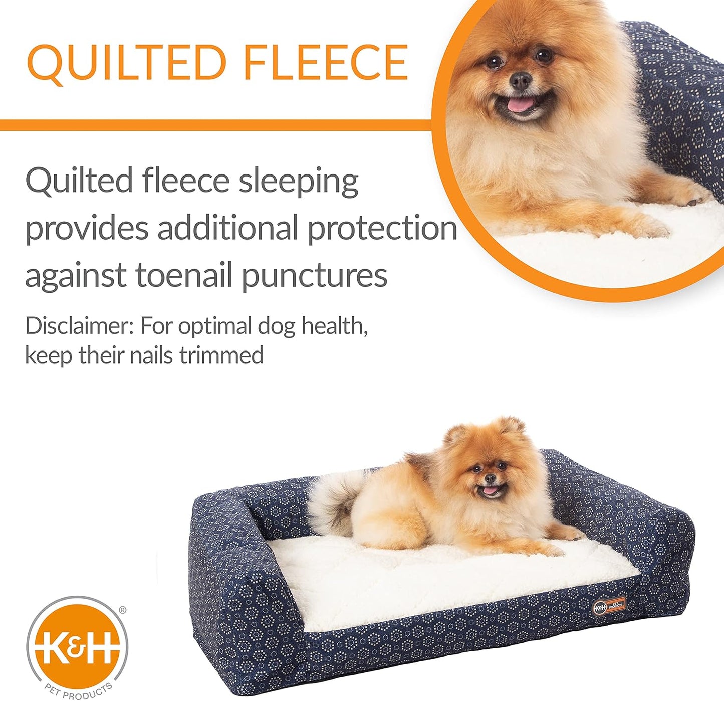 K&H Pet Products Air Sofa Bed Navy/Geo Flower Small 18 X 24 Inches