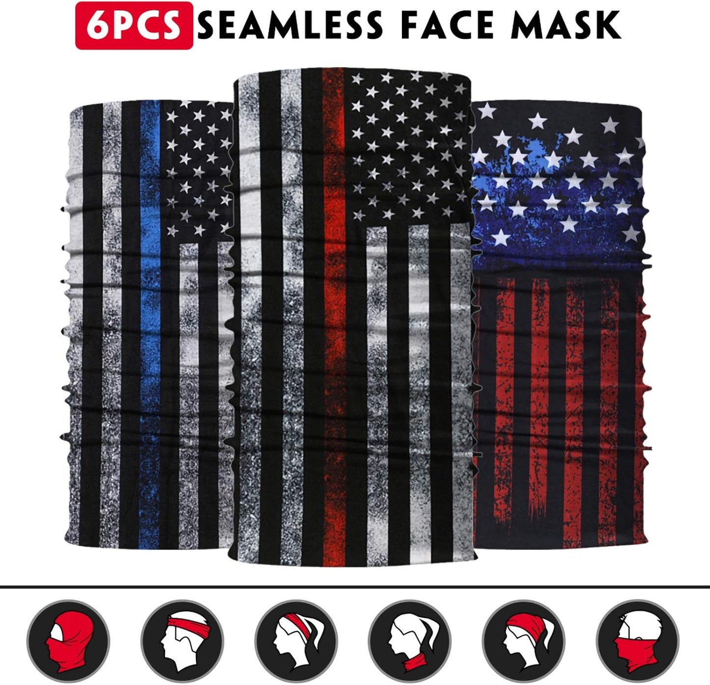 Venswell Neck Gaiter Face Mask Men Women,Seamless Bandana Rave Face Cover Scarf Mask,Balaclava,Headband, Head Wrap,Headwear