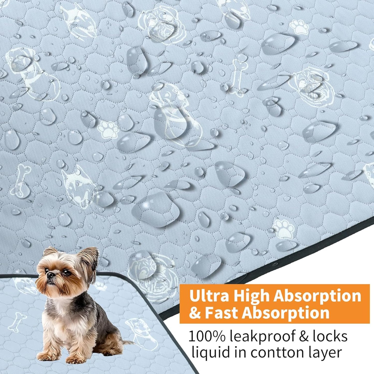 2 Packs Extra Large Reusable Dog Mat for Floor,Washable Pee Pads for Dogs and Cats,Puppy Playpen Mat for Incontinence,Grey 59"x35"