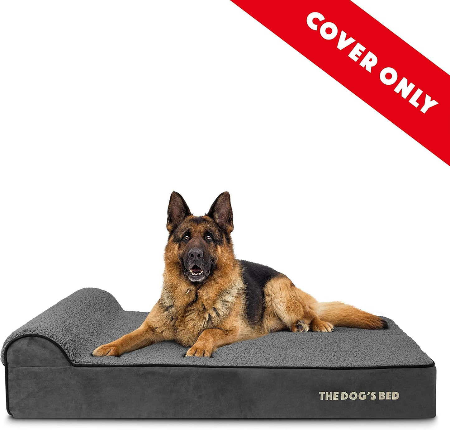 The Dog’s Bed Replacement Outer Cover, Plush Fabric, Grey Plush, XXL, 6-inch