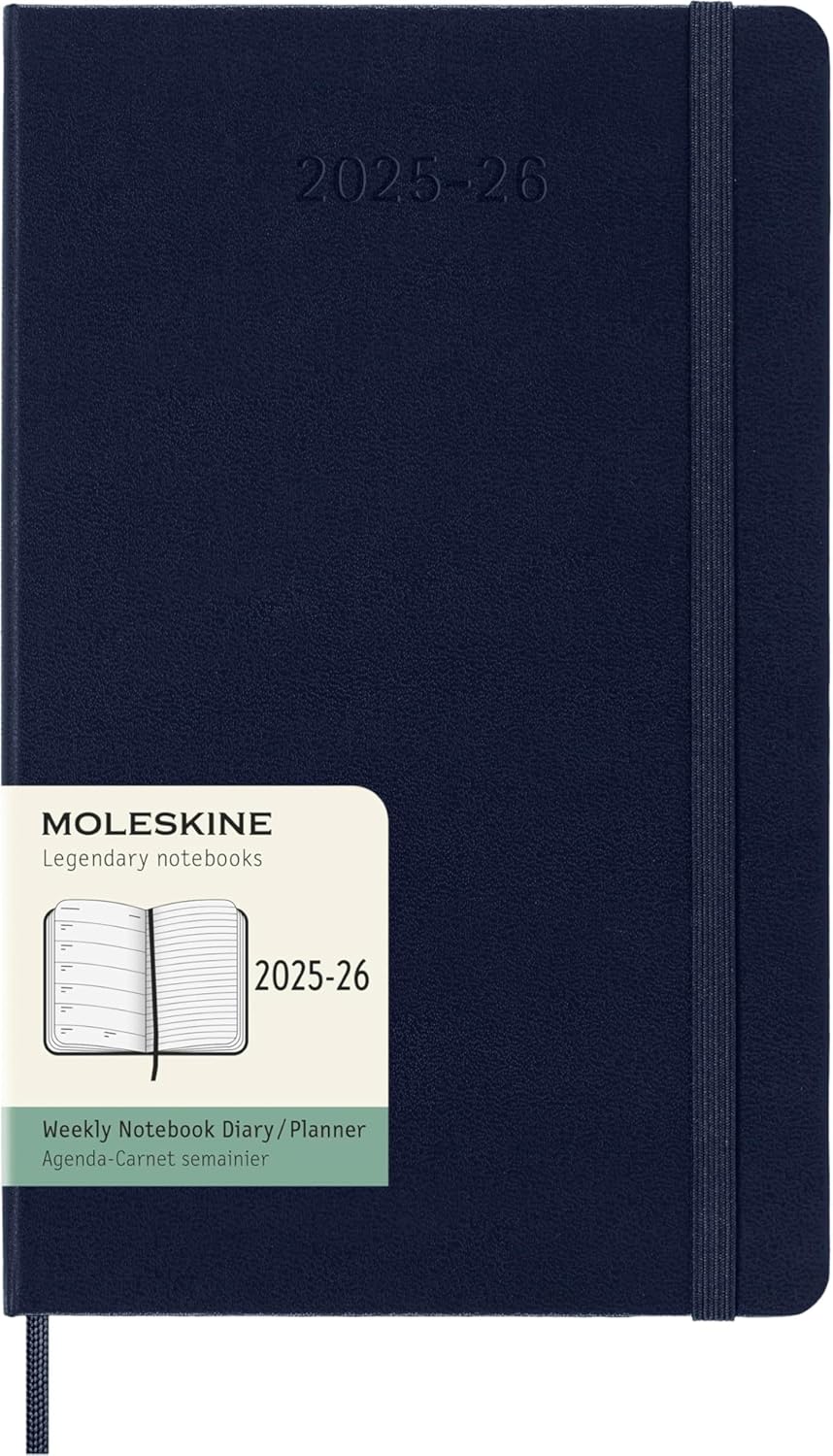 Moleskine Classic 18 Month 2025-2026 Weekly Planner, Hard Cover, Large (5" x 8.25"), Sapphire Blue, 208 pages